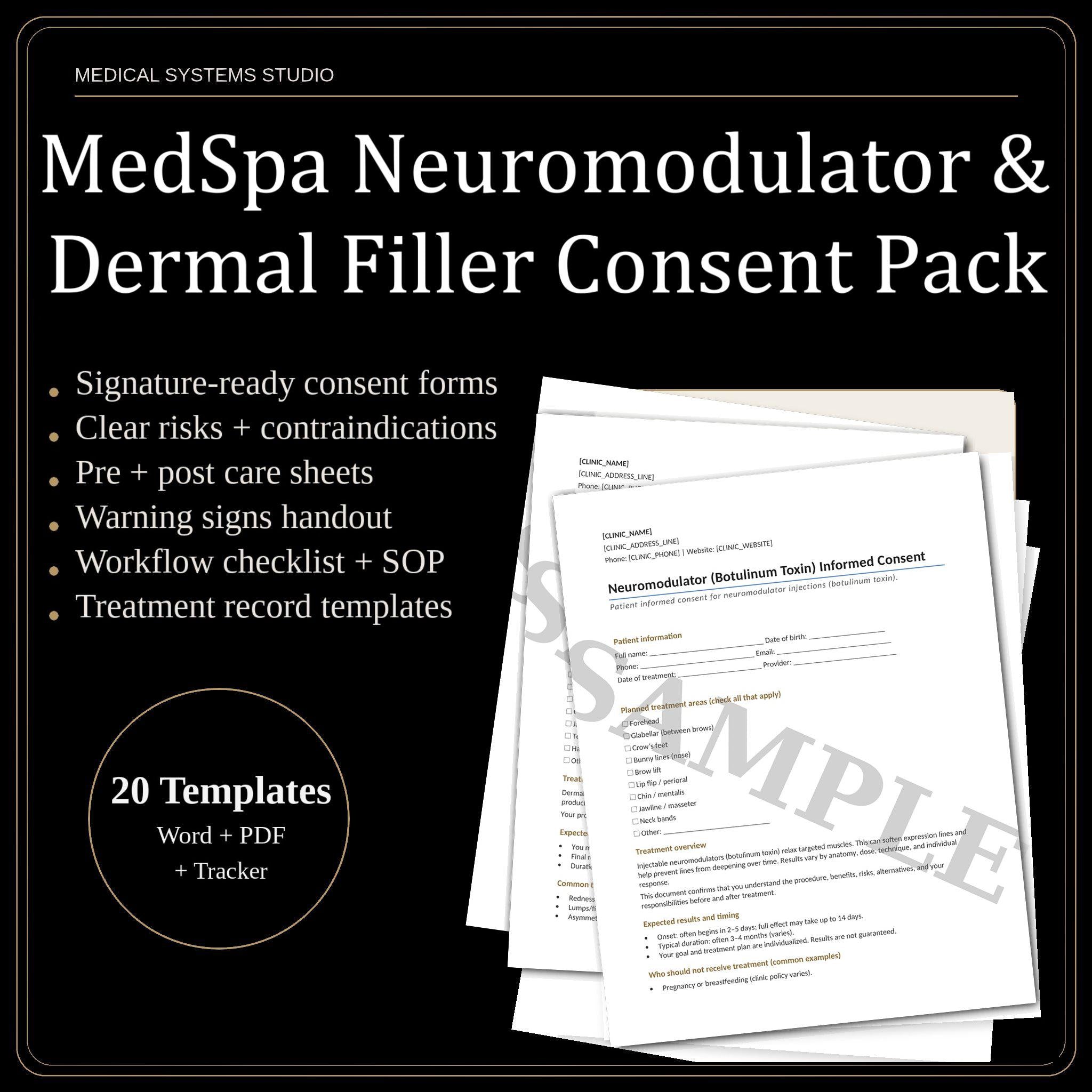 MedSpa Injectables Consent Forms | Botox, Dermal Filler (Digital Download)