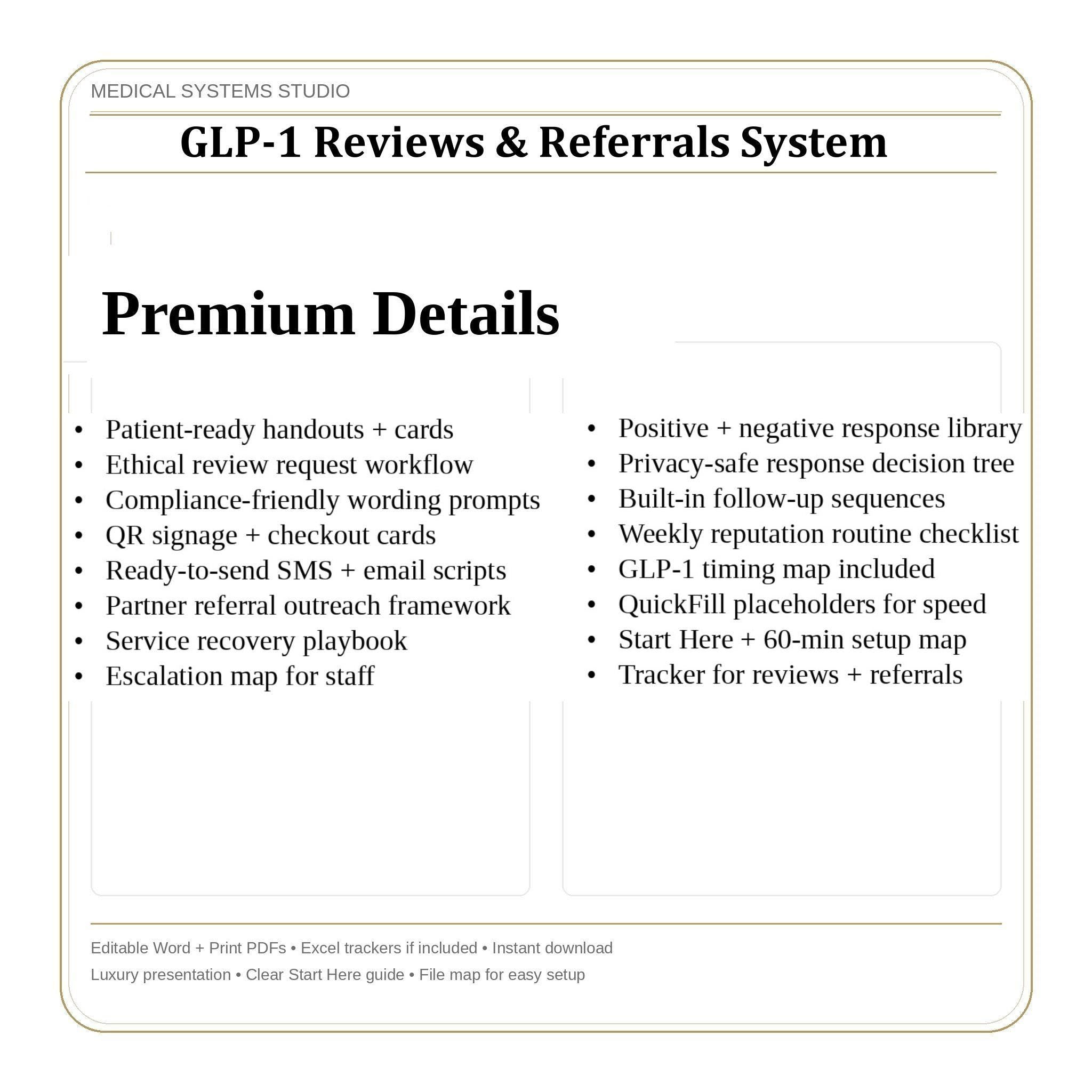GLP-1 Reviews & Referrals System for Clinics | Clinic Reputation Kit, Review Request, QR (Digital Download)