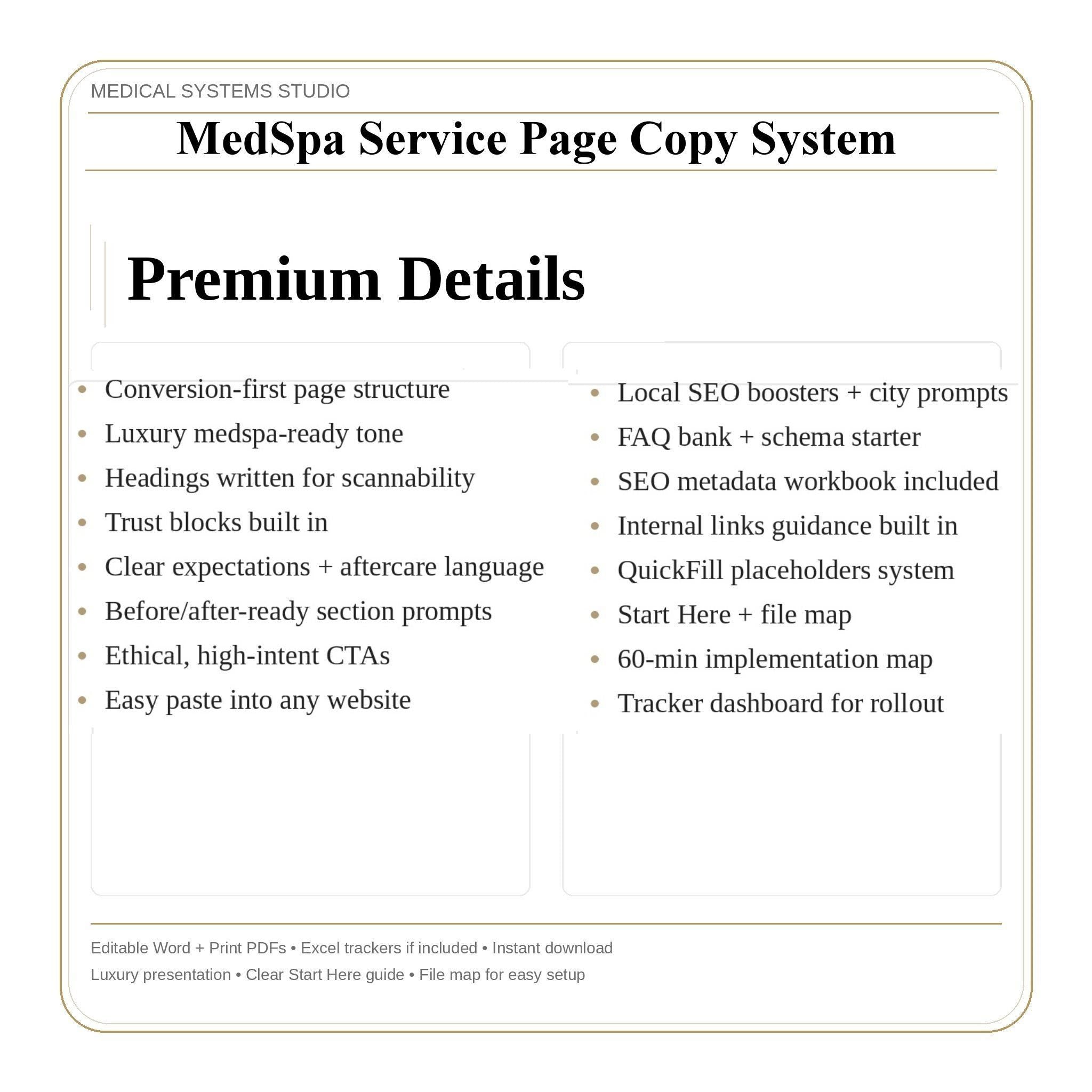 MedSpa Service Page Copy System | SEO & Treatment Templates (Digital Download)