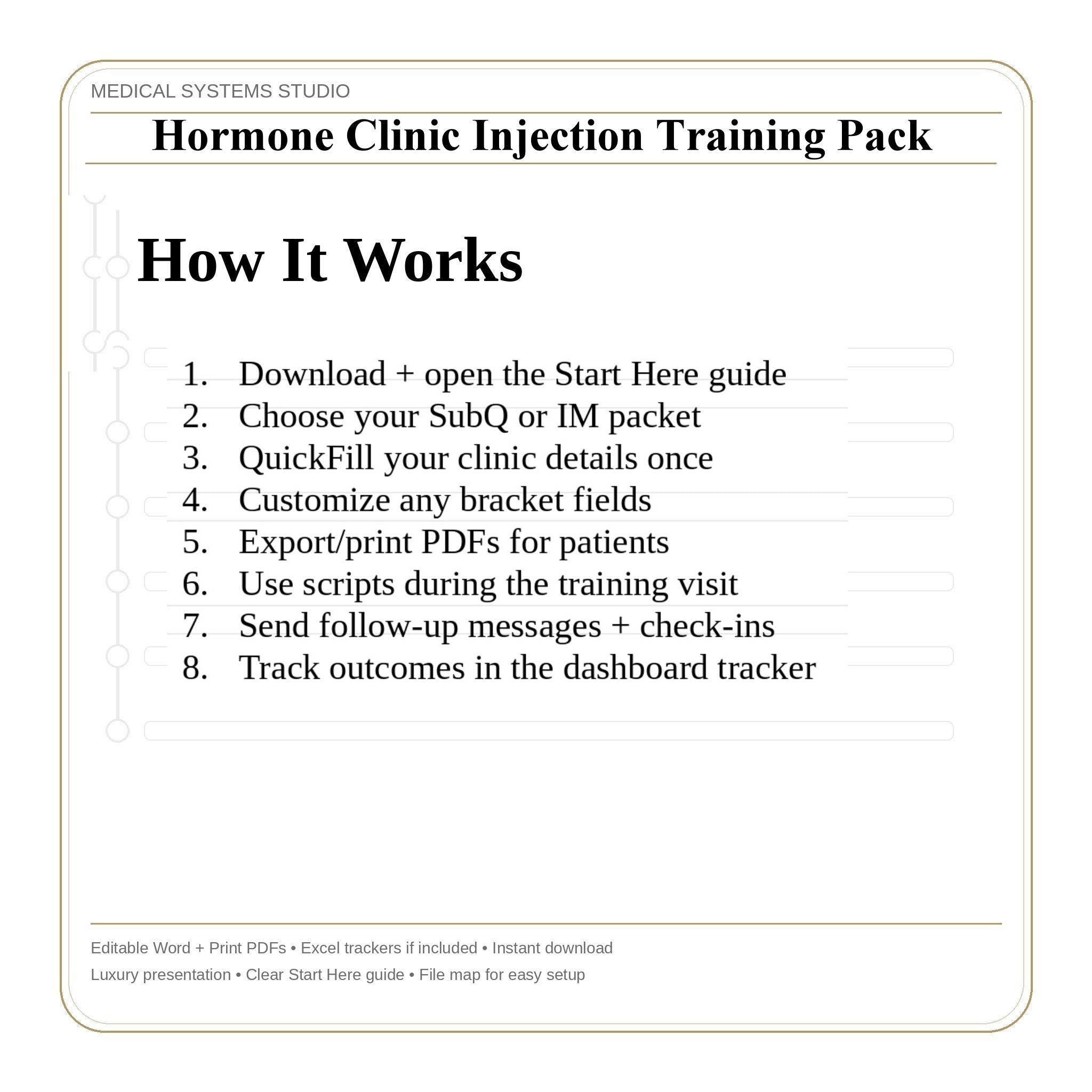 Hormone Clinic Injection Training Pack | TRT/HRT/BHRT | SOP, Competency, Storage/Supplies (Digital Download)