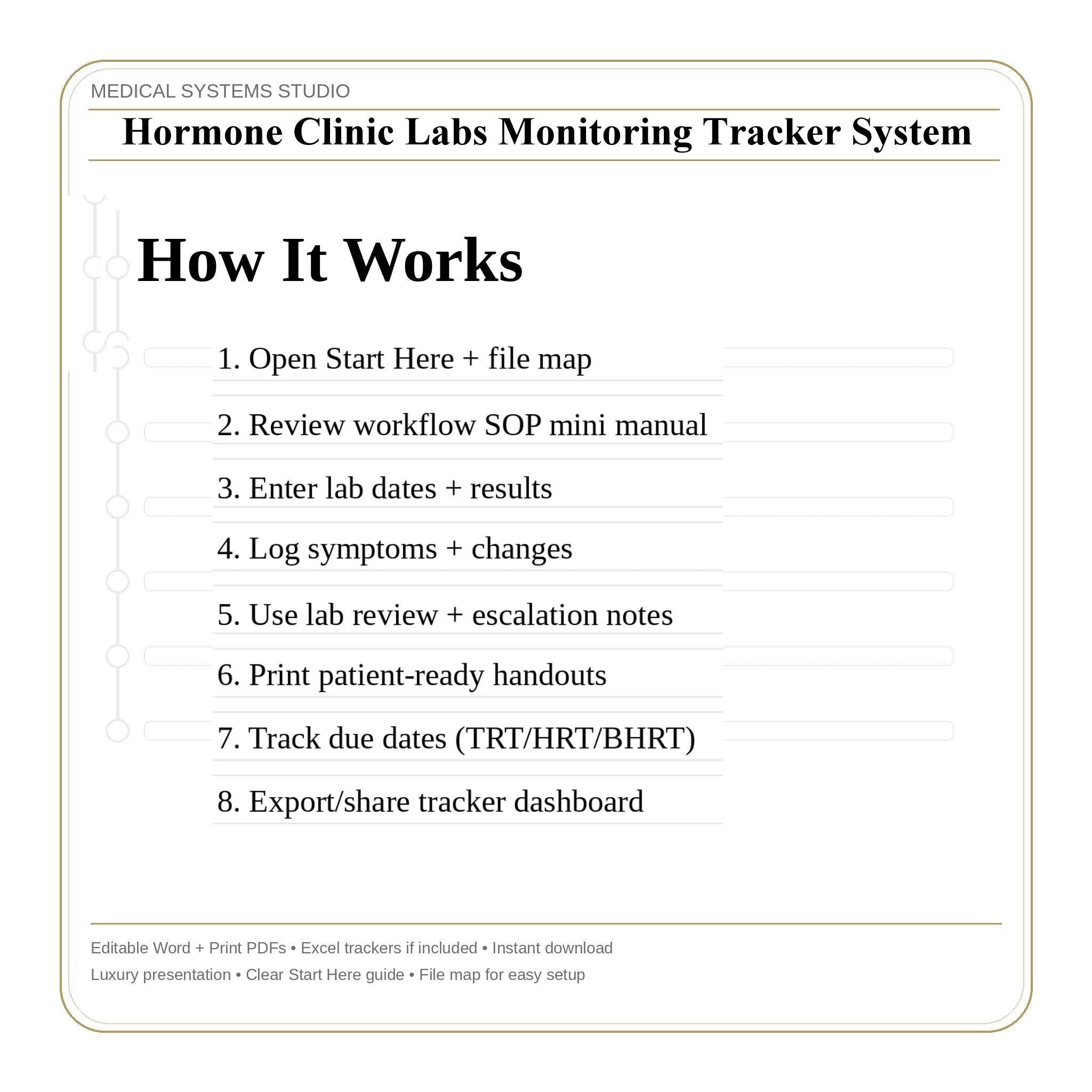 Hormone Clinic Labs Monitoring Tracker System | TRT/HRT/BHRT (Word/PDF/Excel) - Digital Download