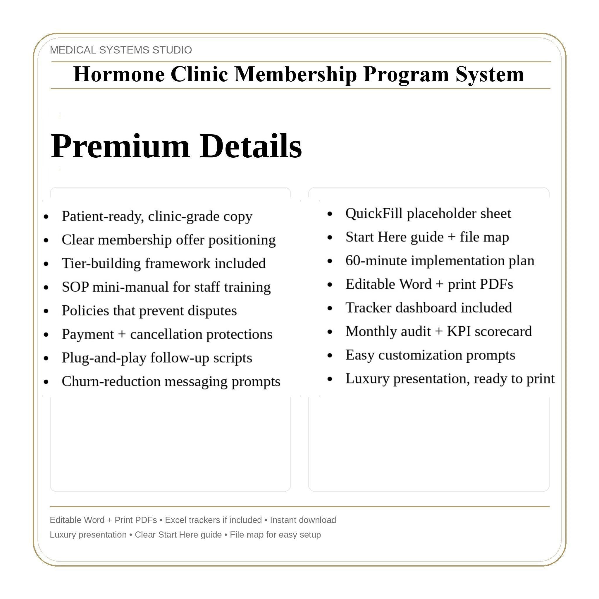 Hormone Clinic Membership Program System | TRT HRT BHRT Tier Builder (Digital Download)