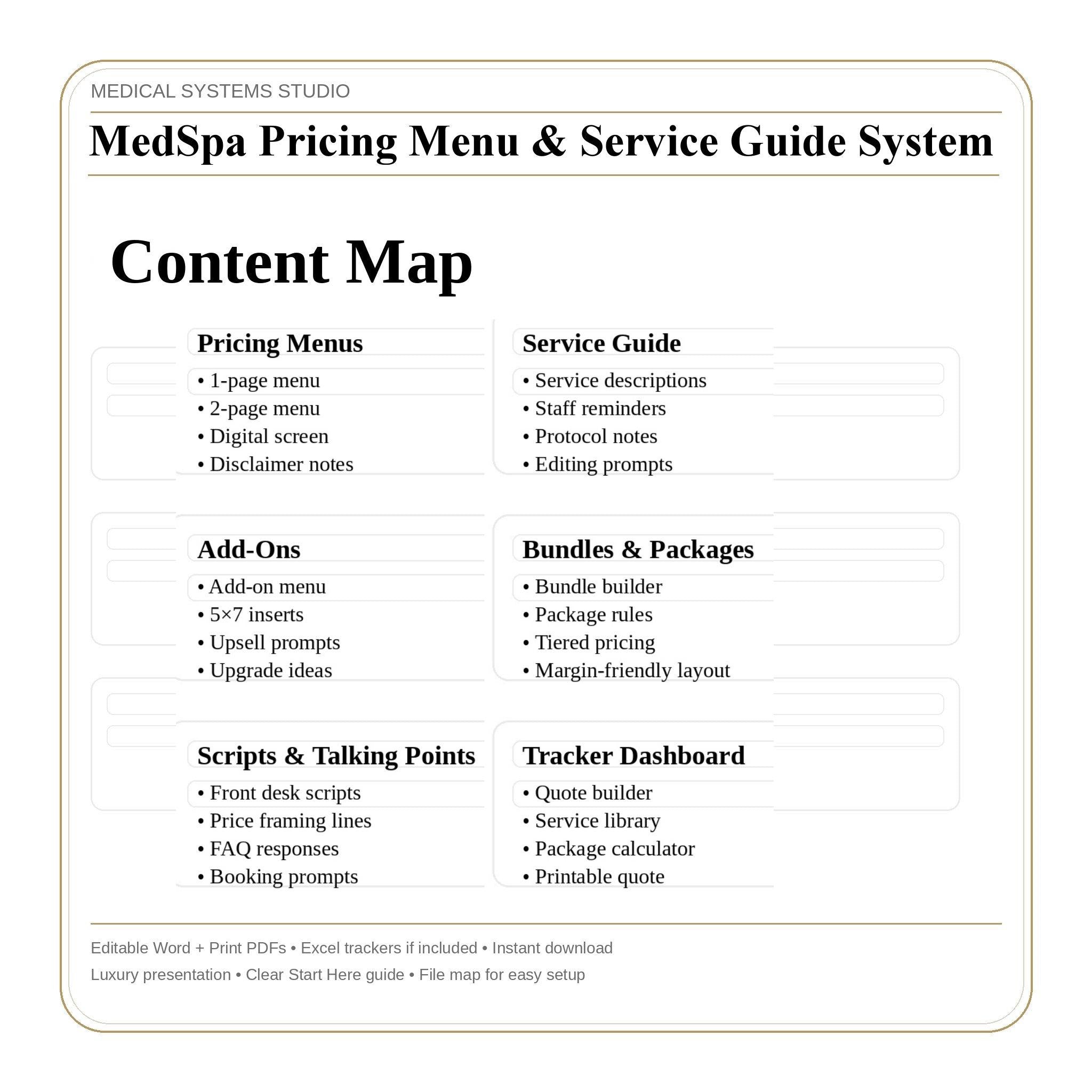 MedSpa Pricing Menu & Service Guide | Clinic Templates (Word, PDF, Excel)