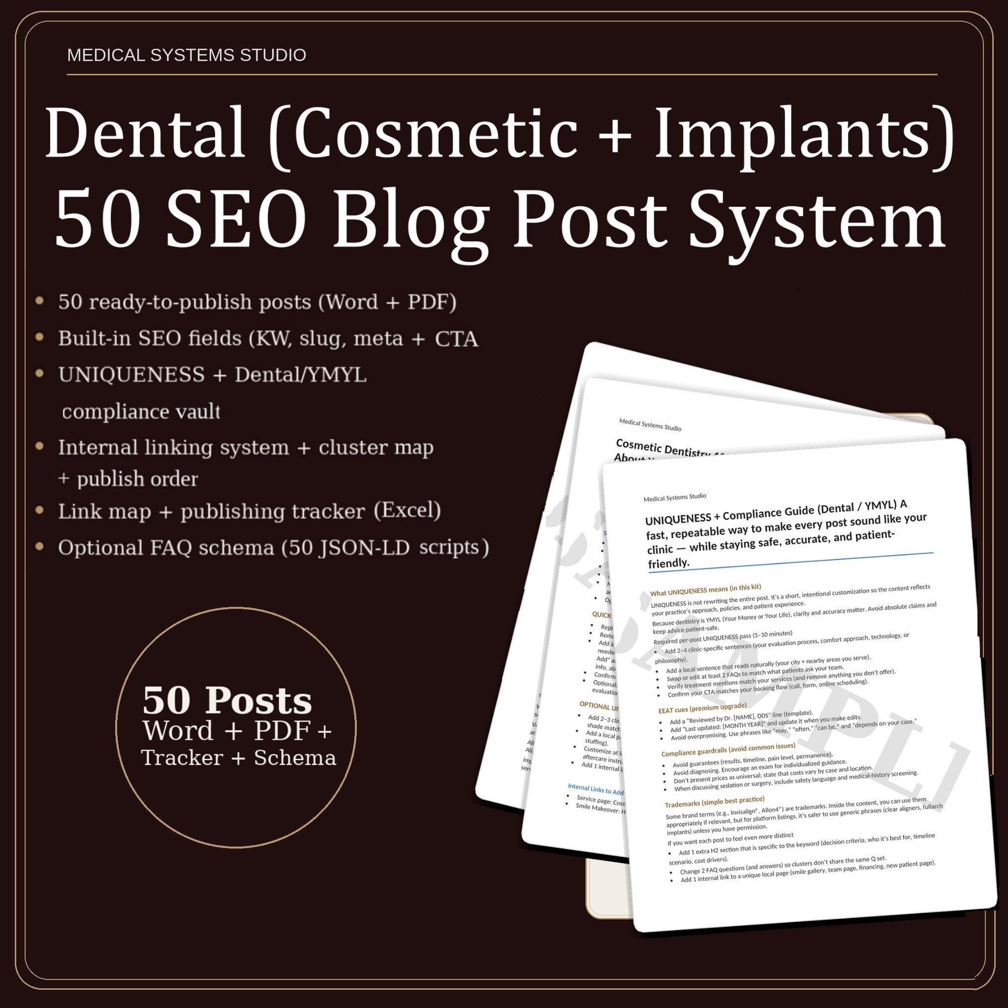 Dental SEO Blog Post System | Cosmetic & Implant Content (50 Posts)