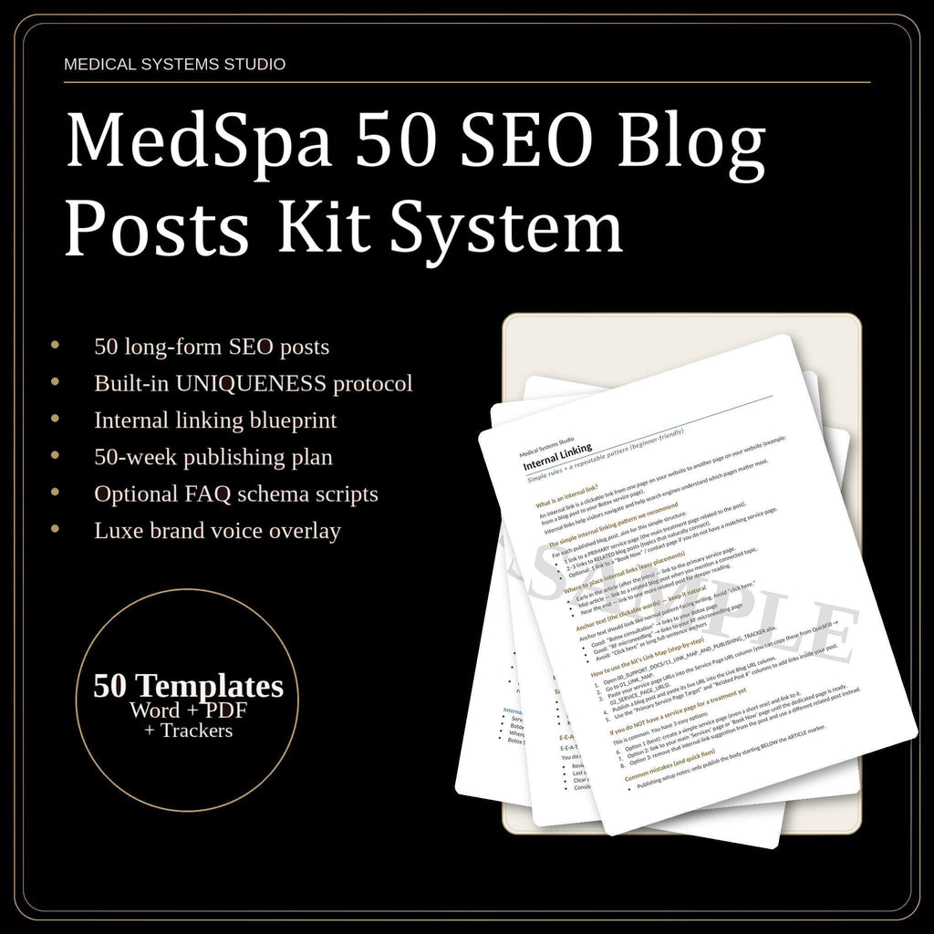 MedSpa SEO Blog Post Kit | 50+ Long Form Templates