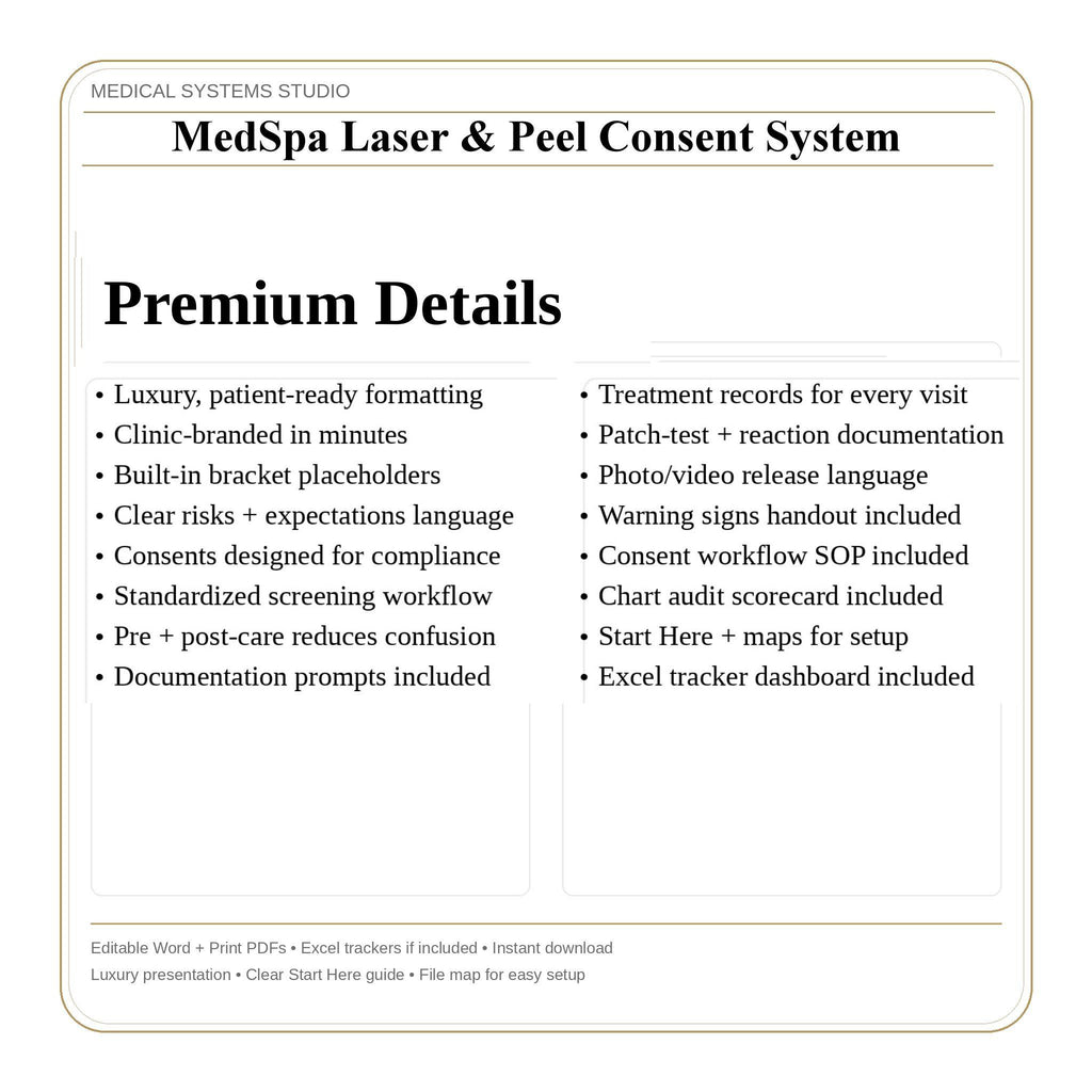 MedSpa Laser & Chemical Peel Consent Forms | Clinic Templates (Digital Download)
