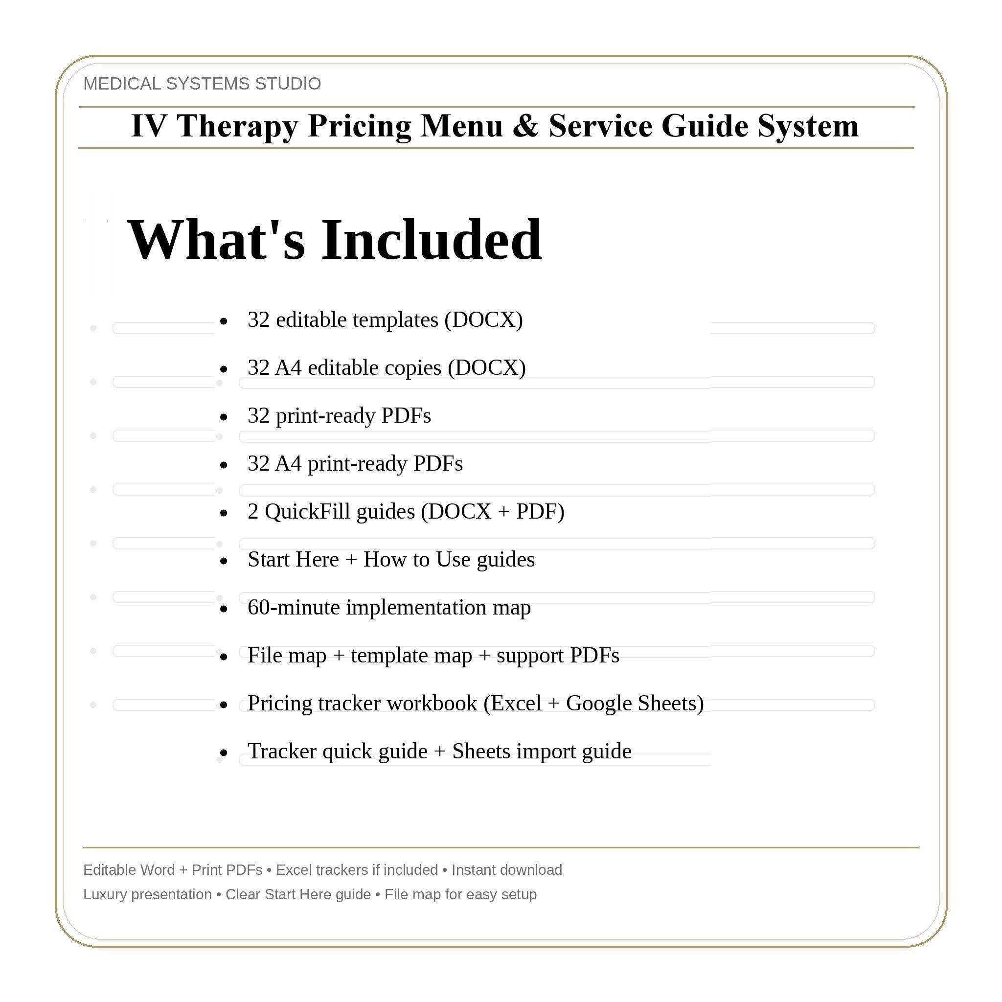 IV Therapy Pricing Menu & Service Guide System | Hydration Clinic Quote Calculator, Pricing (Digital Download)