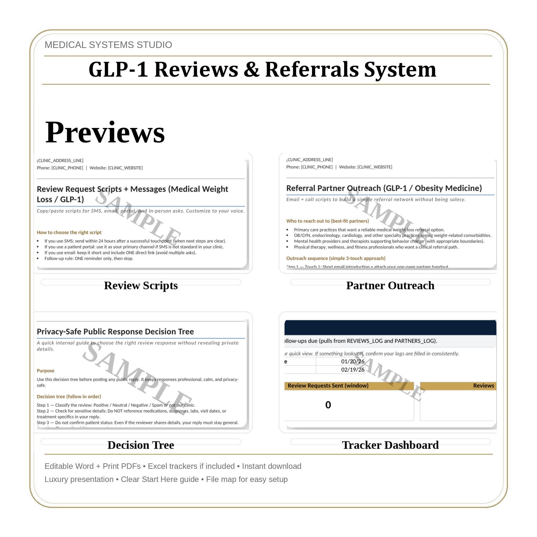 GLP-1 Reviews & Referrals System for Clinics | Clinic Reputation Kit, Review Request, QR (Digital Download)