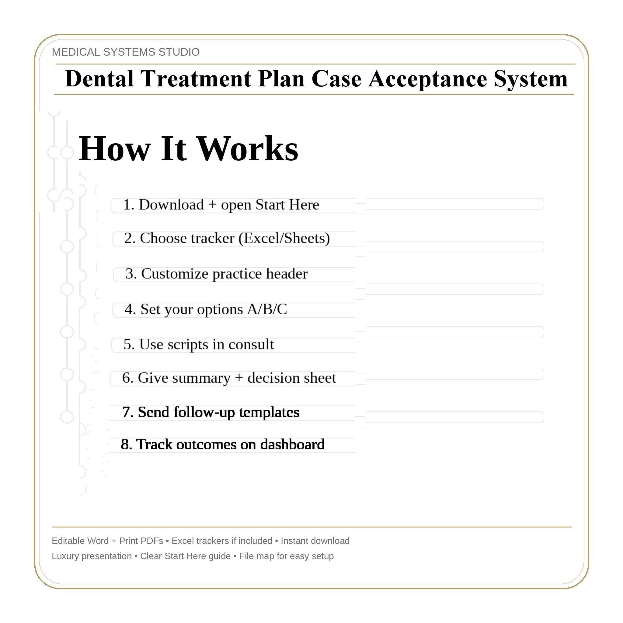 Dental Treatment Plan Case Acceptance System | Scripts + Tracker (Digital Download)