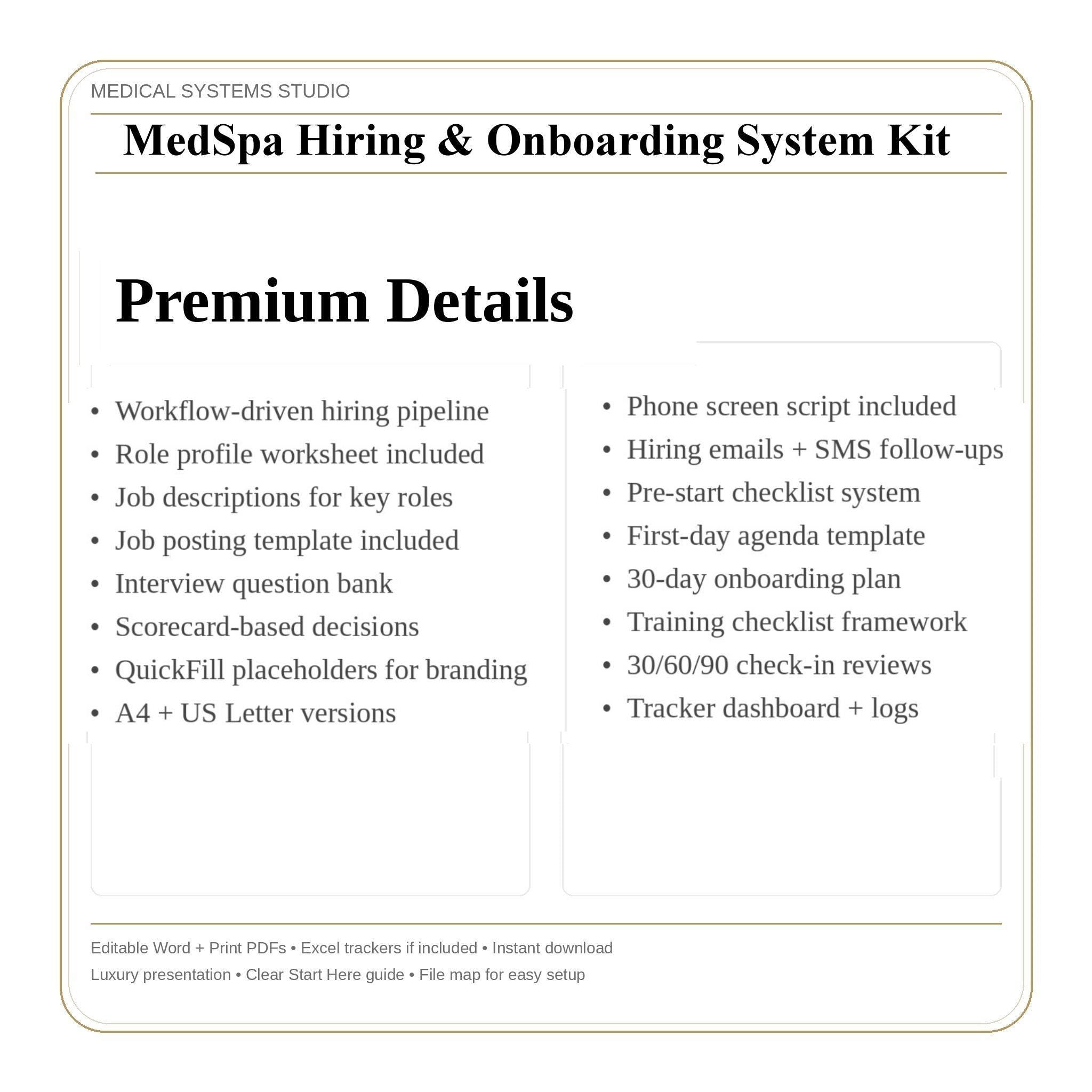 MedSpa Hiring & Onboarding System | Clinic Staff Training (Digital Download)