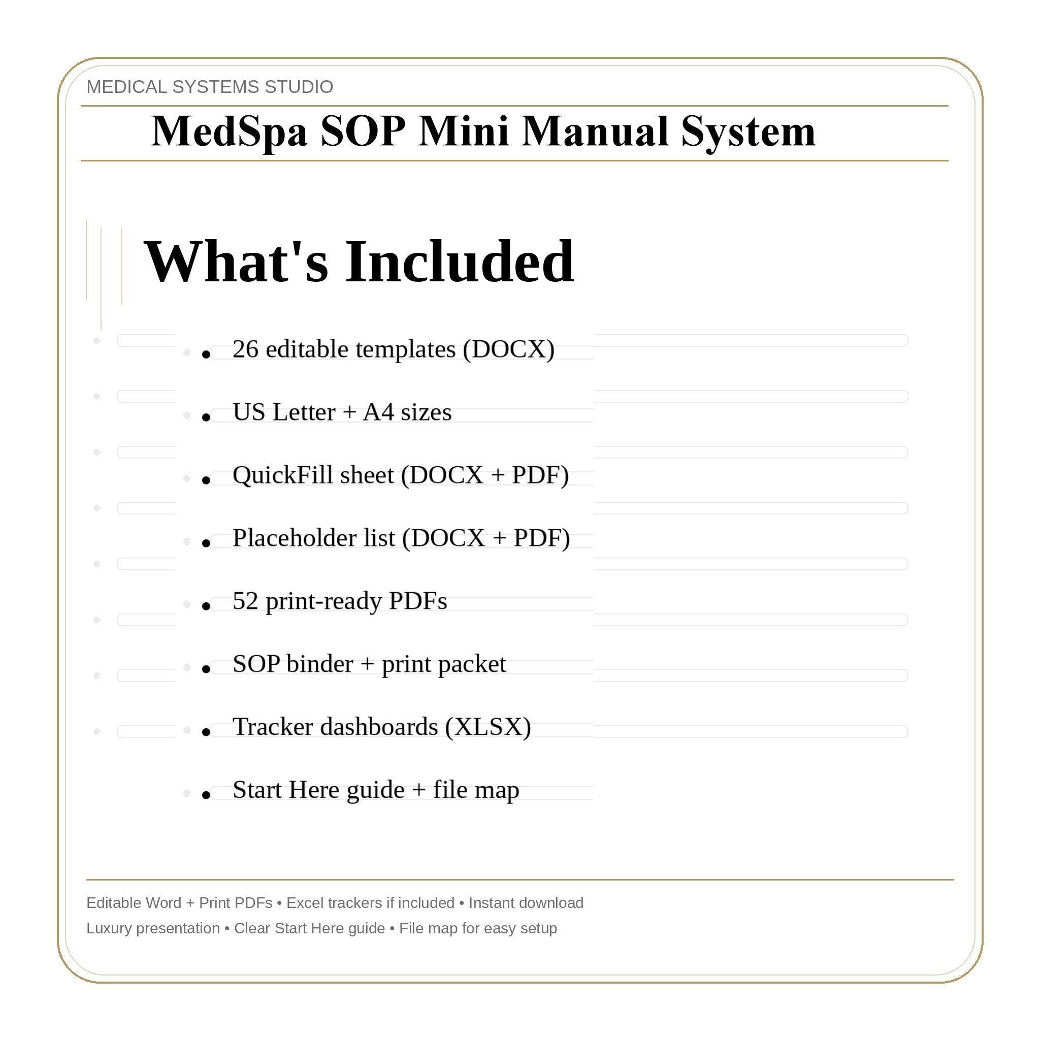 MedSpa SOP Manual | Clinic Checklists, Sanitation Logs (Digital Download)