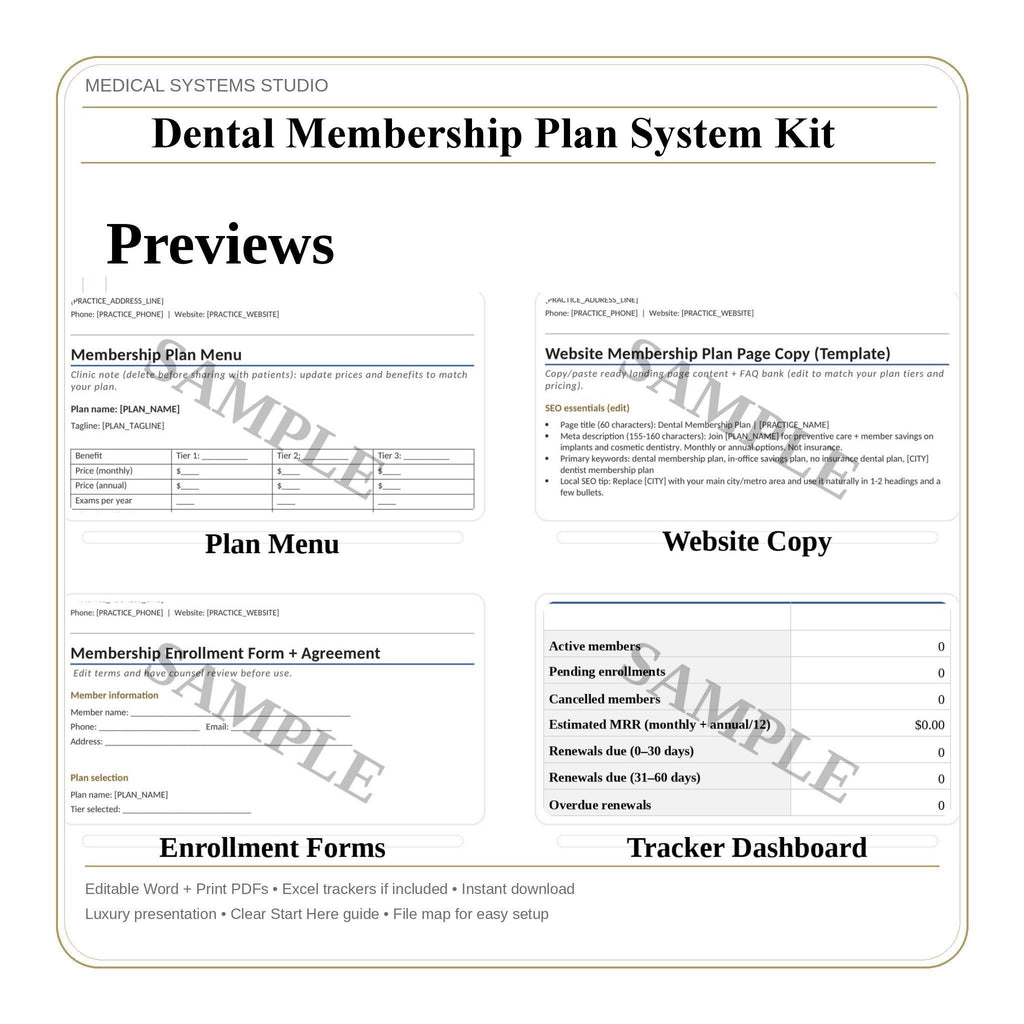 Dental Membership Plan System Kit | In-Office Savings (Digital Download)