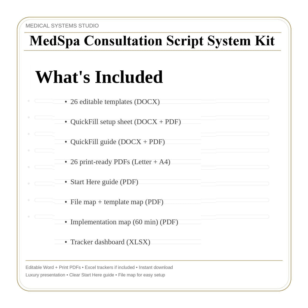 MedSpa Consultation Script System | Clinic Forms, Objection Handling (Digital Download)