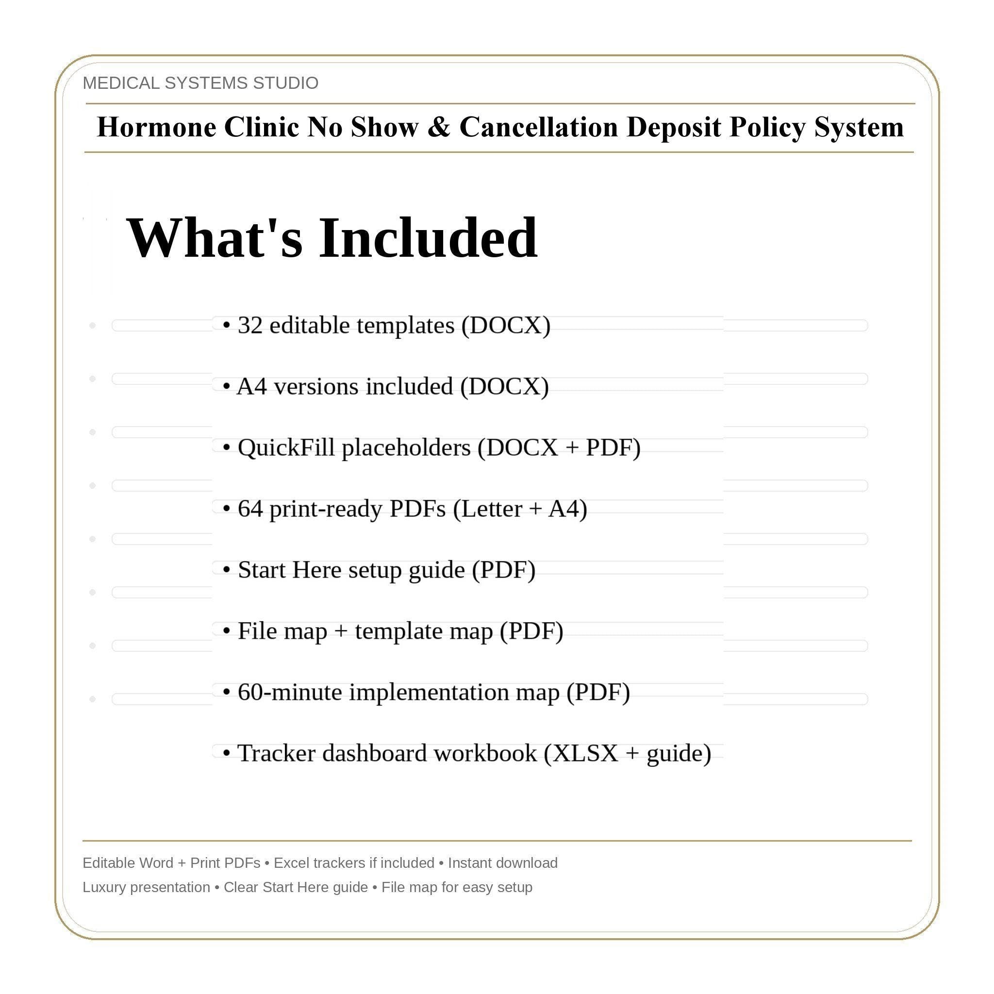 Hormone Clinic No-Show & Cancellation Deposit Policy System | TRT HRT BHRT (Digital Download)