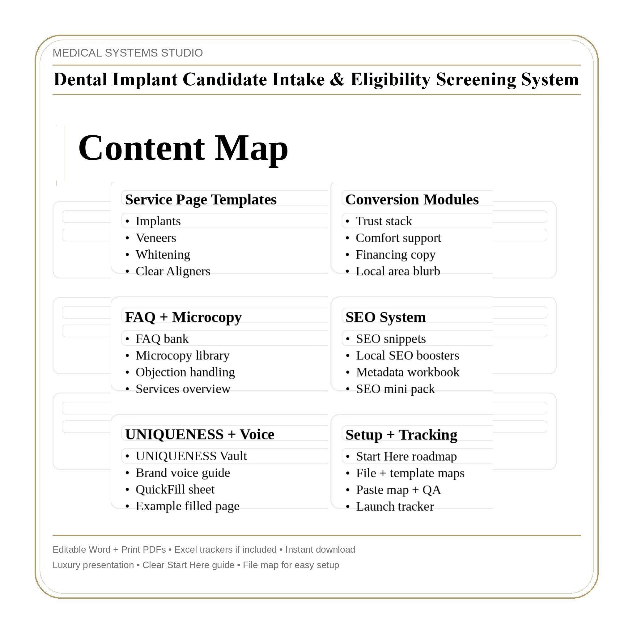Dental Implant Intake System | Patient Screening, Eligibility, & Tracker (PDF, DOCX, XLSX
