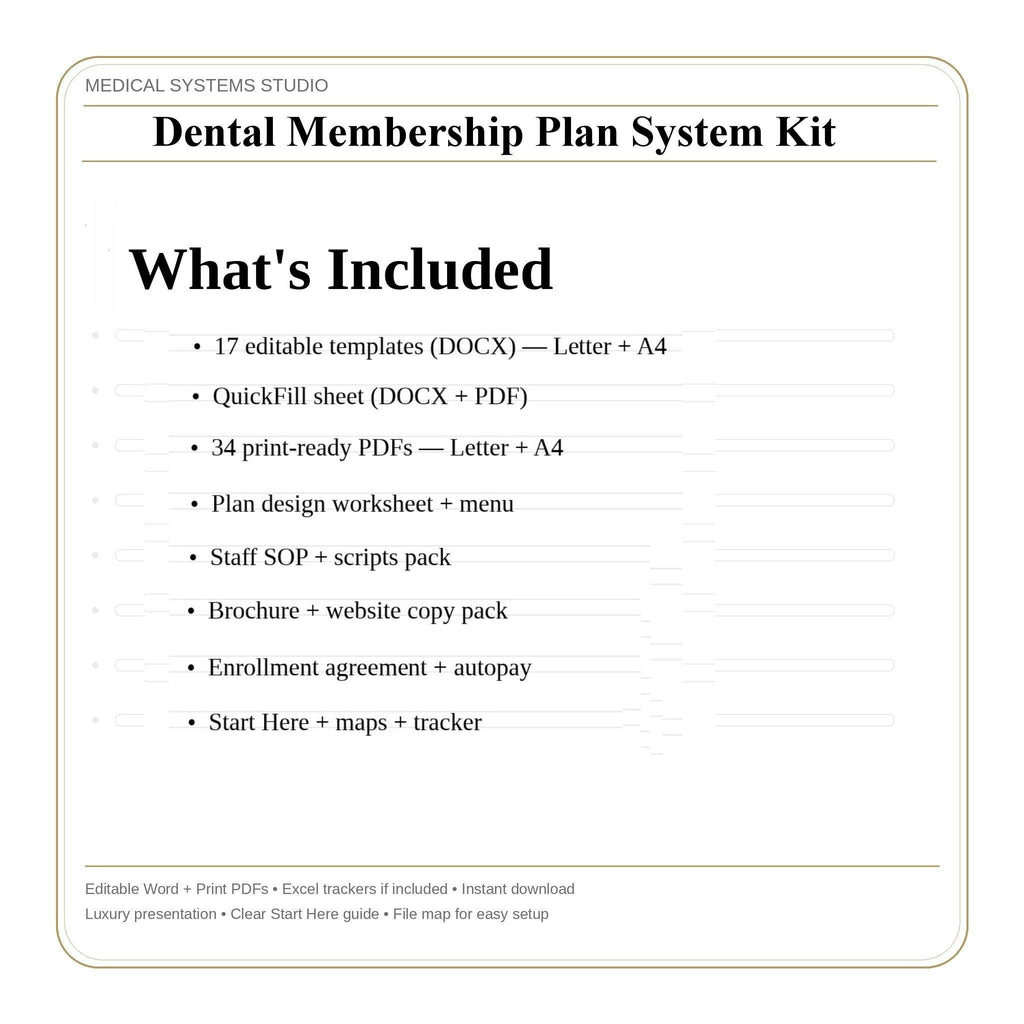 Dental Membership Plan System Kit | In-Office Savings (Digital Download)