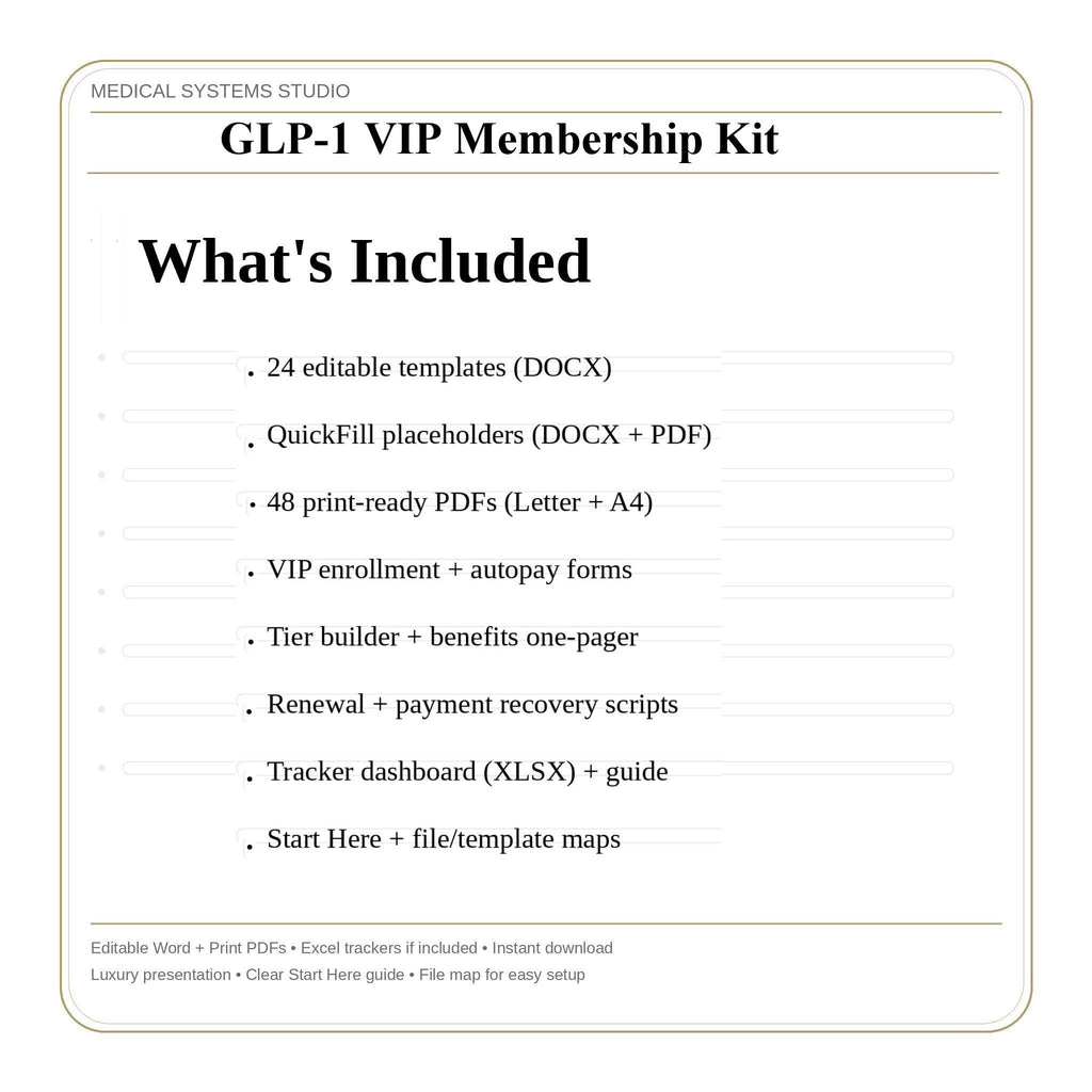 GLP-1 VIP Membership Kit | Enrollment, Autopay, Renewal Scripts (Word, PDF, Tracker)