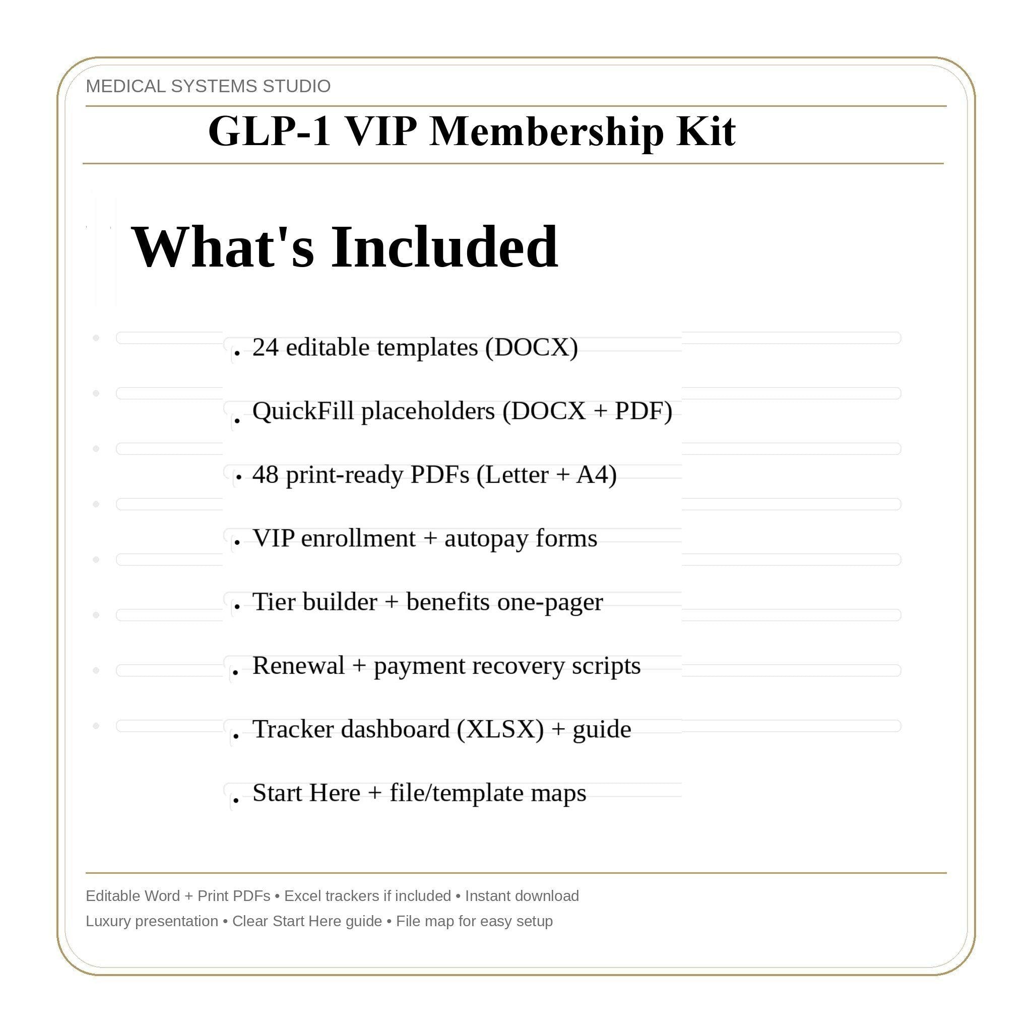 GLP-1 VIP Membership Kit | Enrollment, Autopay, Renewal Scripts (Word, PDF, Tracker)