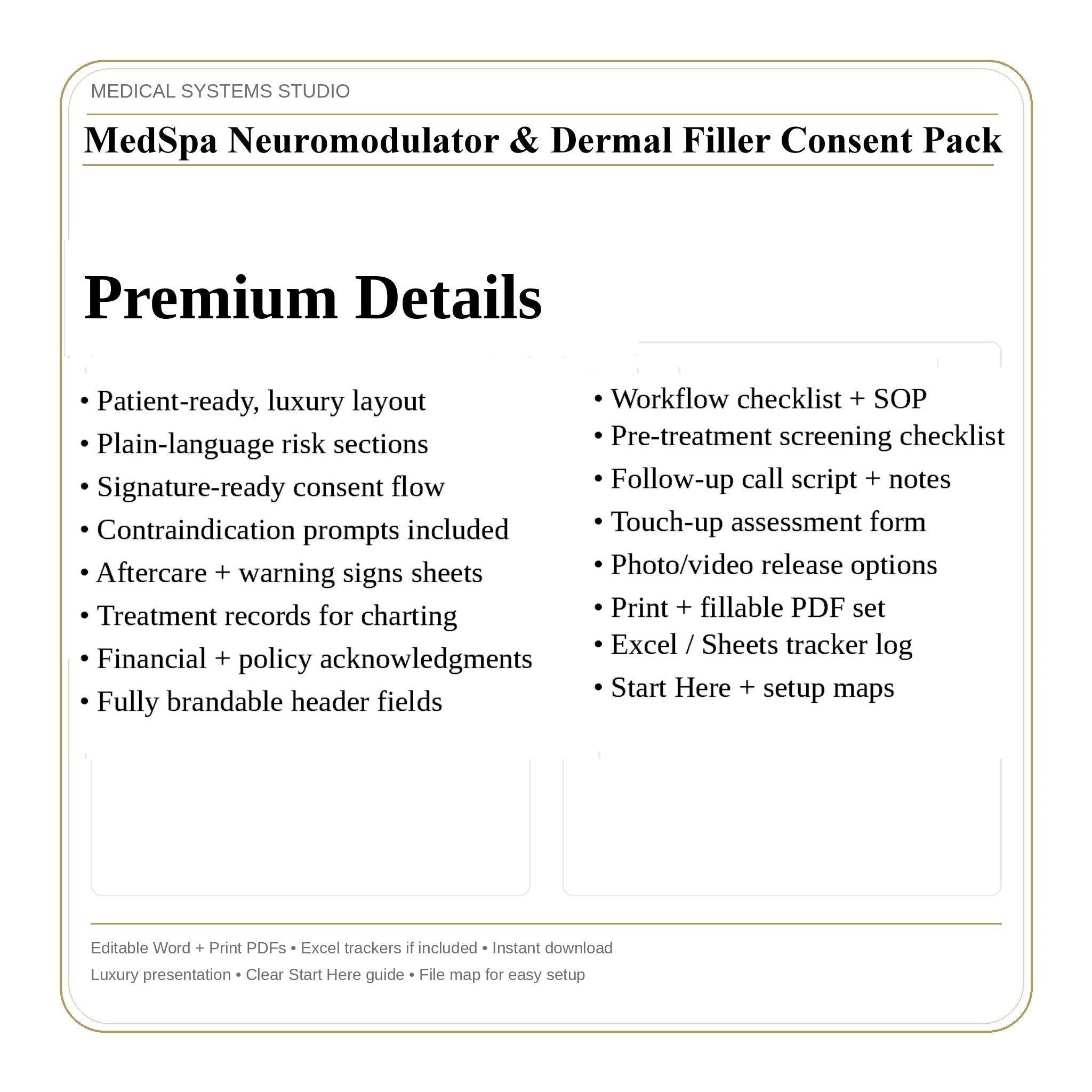 MedSpa Injectables Consent Forms | Botox, Dermal Filler (Digital Download)