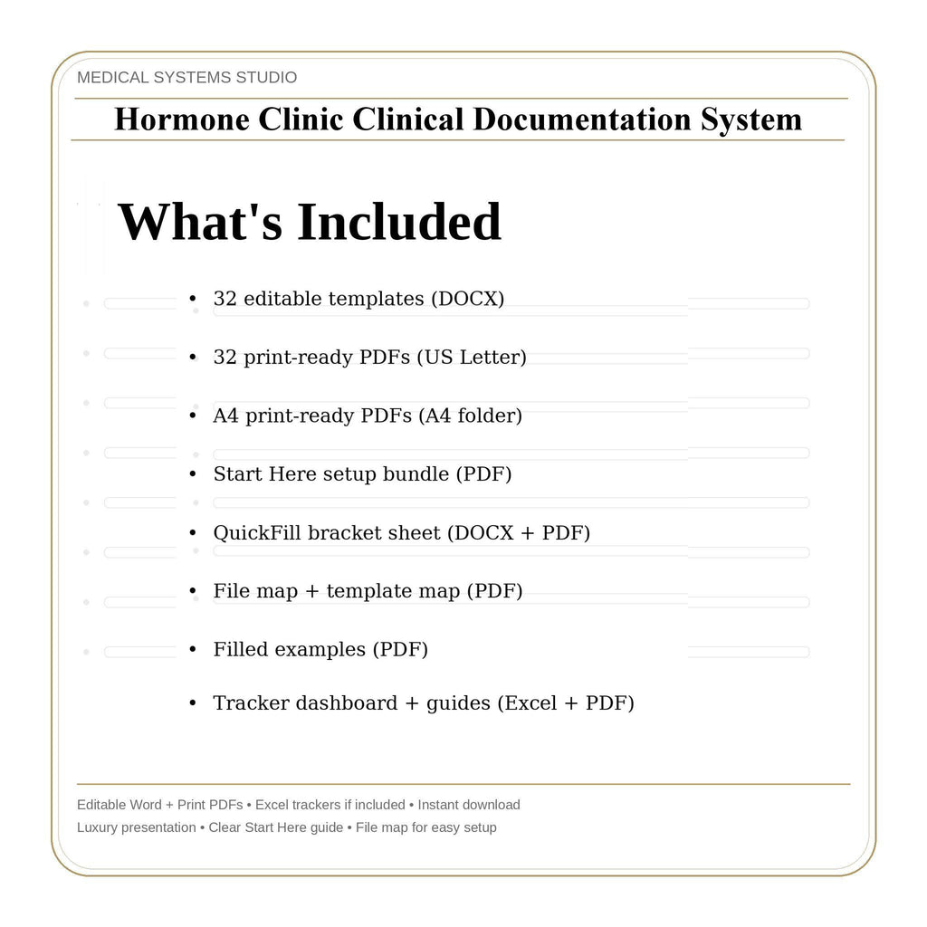 Hormone Clinic Documentation System | TRT HRT BHRT Soap Notes (Digital Download)