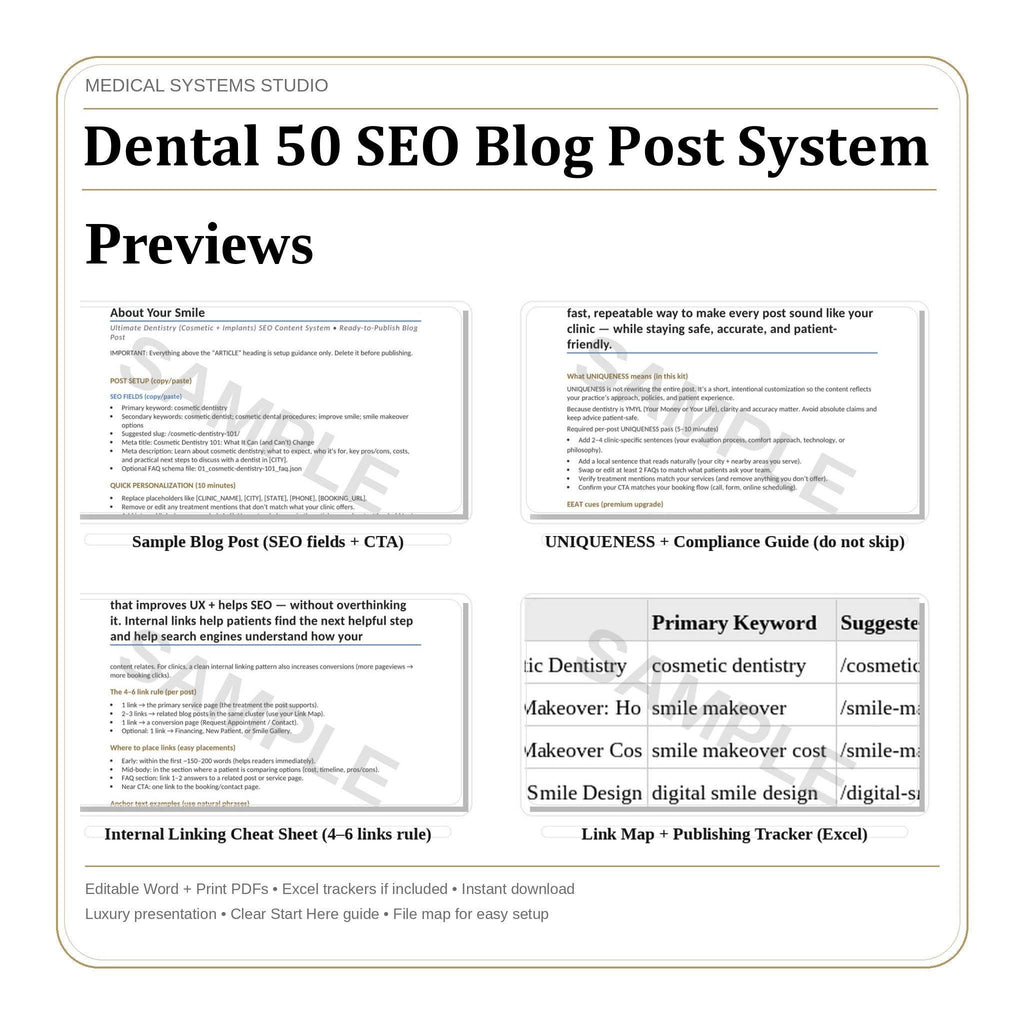 Dental SEO Blog Post System | Cosmetic & Implant Content (50 Posts)
