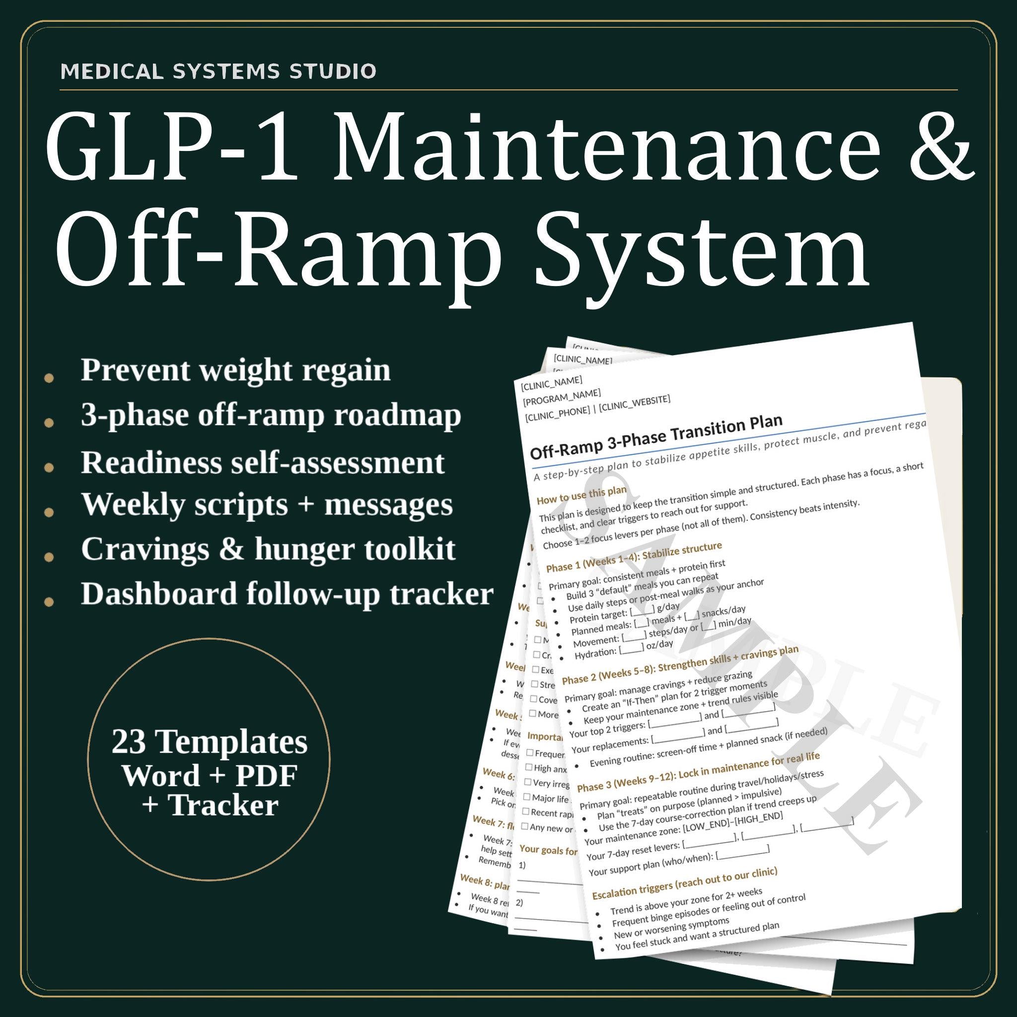 GLP-1 Maintenance & Off-Ramp System Kit | Transition Plan, Relapse Prevention, Refill Boundaries, Tracker (Digital Download)