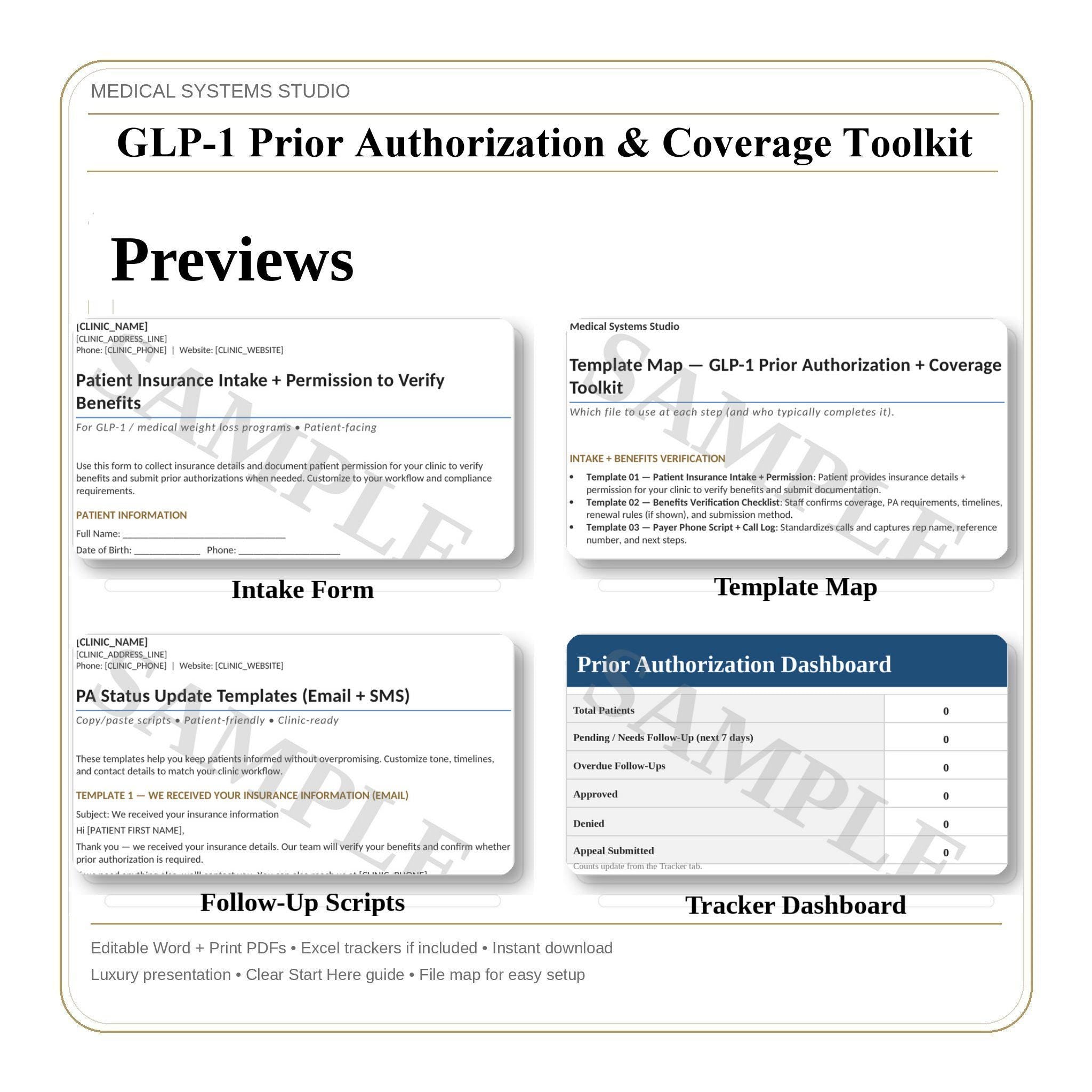 GLP-1 Prior Authorization & Insurance Coverage Toolkit | Clinic Workflow Templates
