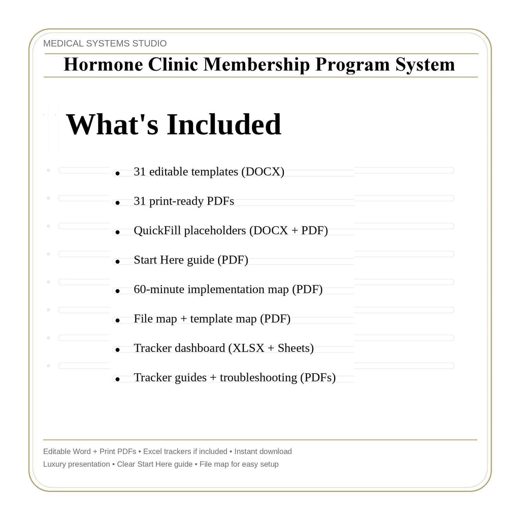 Hormone Clinic Membership Program System | TRT HRT BHRT Tier Builder (Digital Download)