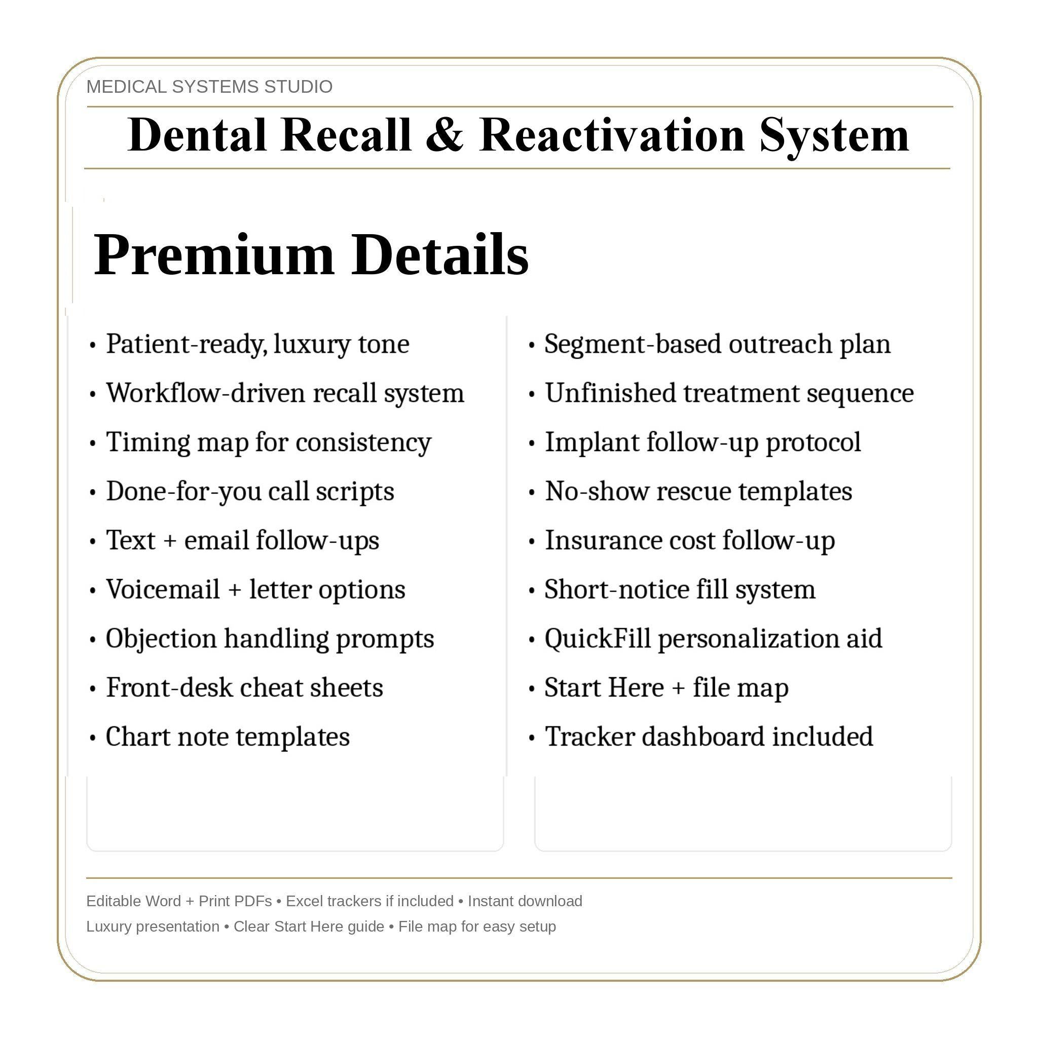 Dental Recall & Reactivation System | Patient Communication Templates (Digital Download)