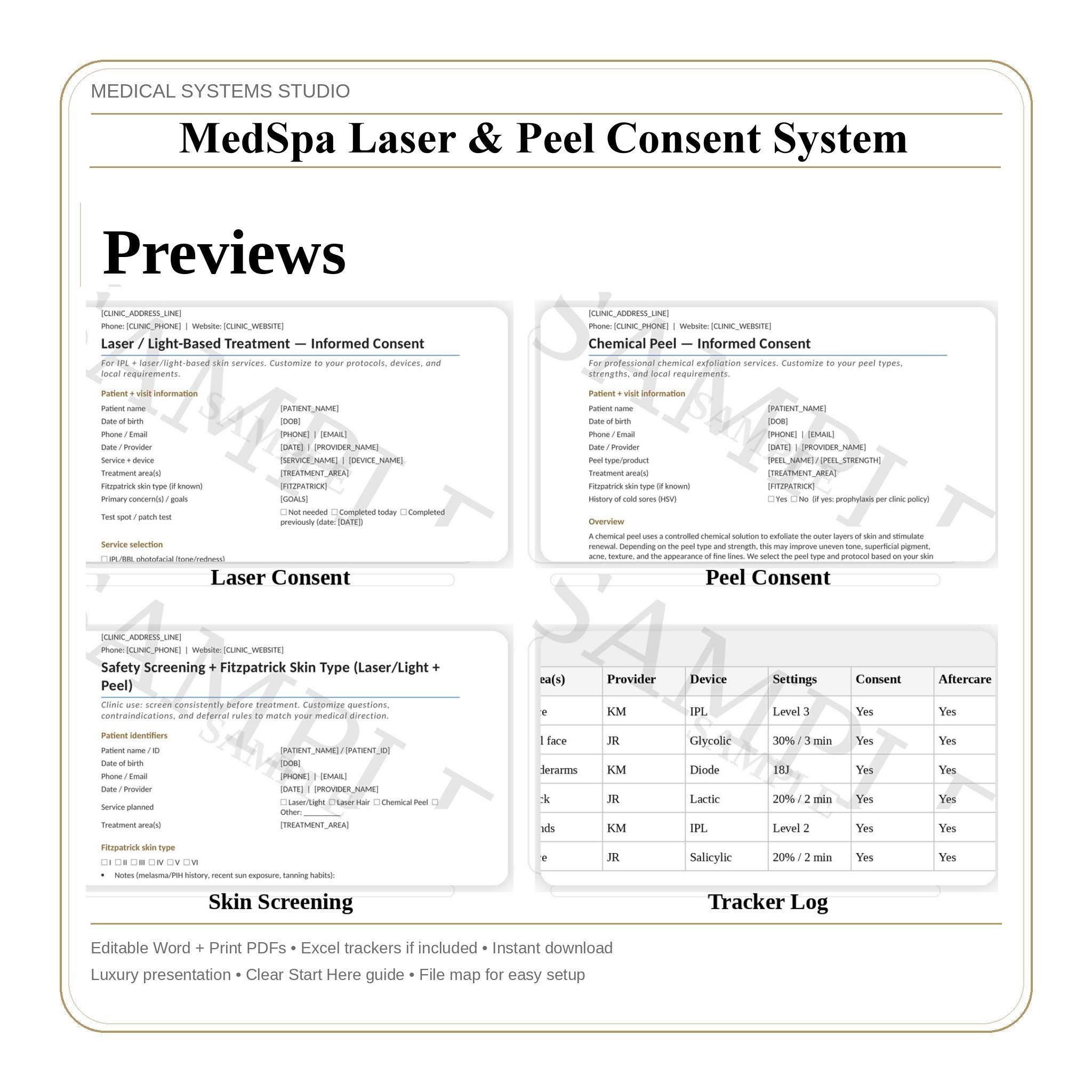 MedSpa Laser & Chemical Peel Consent Forms | Clinic Templates (Digital Download)