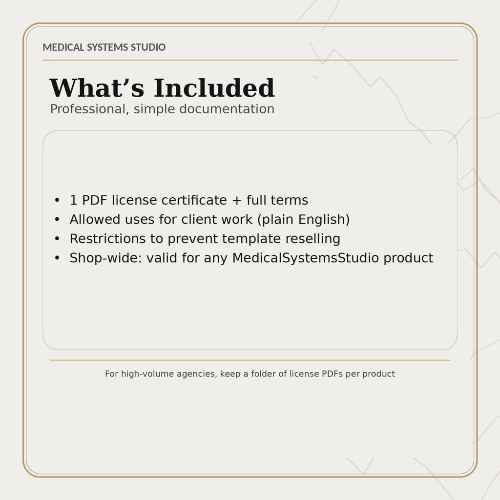 Agency / Multi-Client License Upgrade | For Medical Systems Studio Digital Products | Instant PDF
