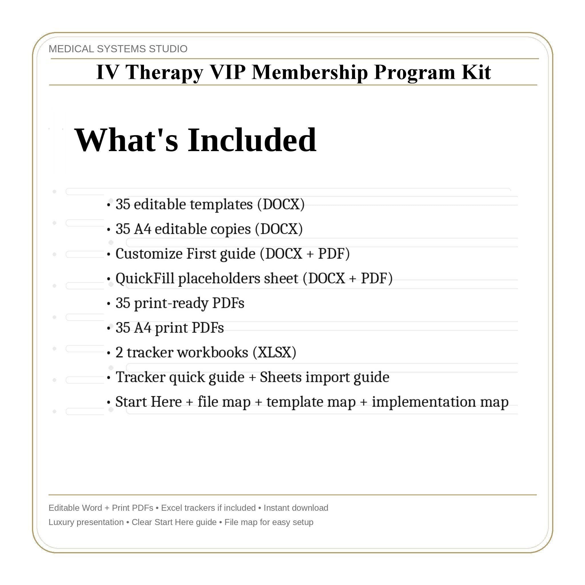 IV Therapy VIP Membership Program Kit | Tiered Subscription, Terms, Enrollment, Pricing (Word/PDF/Excel)