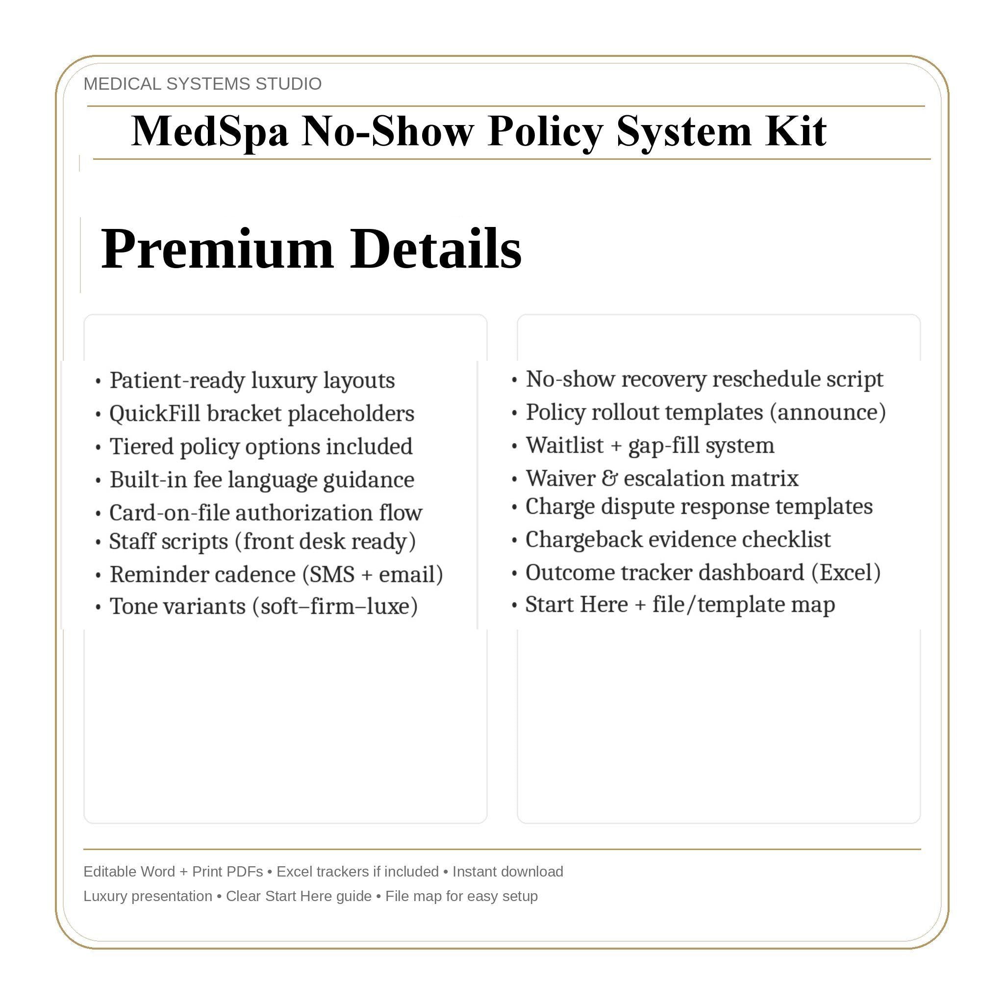 MedSpa No-Show Policy Kit | Clinic Forms, Email Templates, Canva Signs (Digital Download)