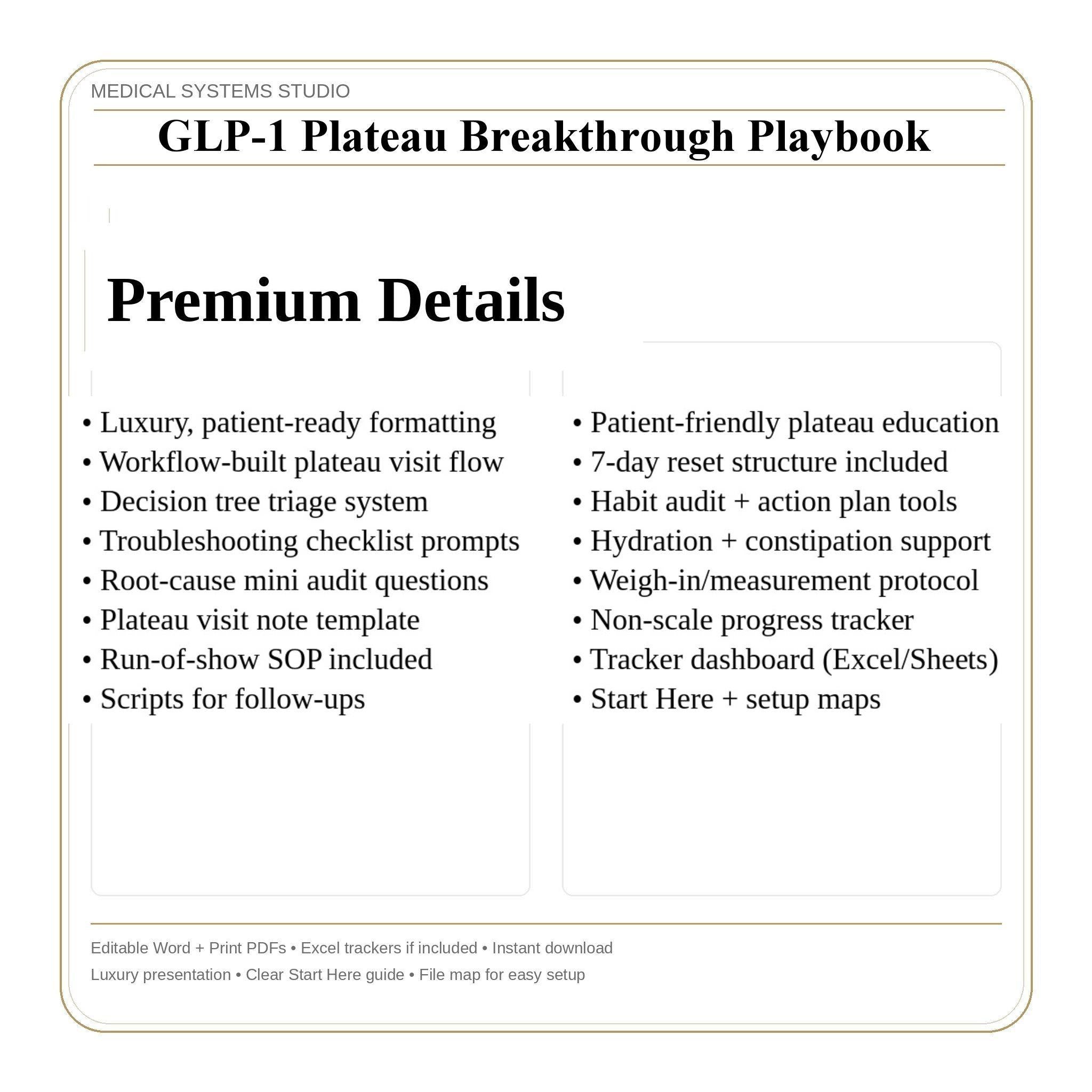 GLP-1 Plateau Breakthrough Playbook | Clinic Protocol, Decision Tree, 7 Day Reset, Tracker (Digital Download)