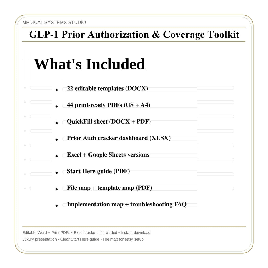 GLP-1 Prior Authorization & Insurance Coverage Toolkit | Clinic Workflow Templates
