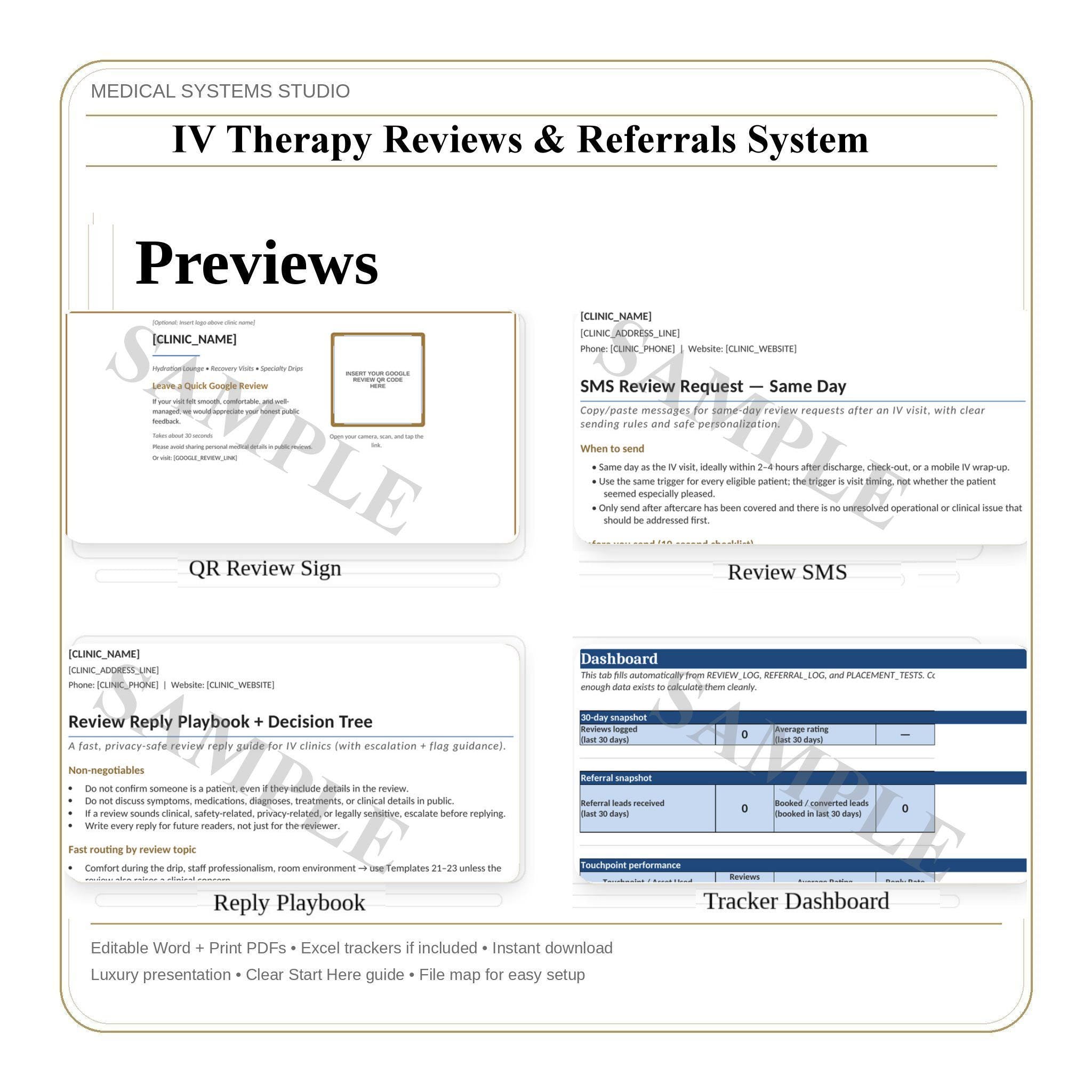 IV Therapy Reviews & Referrals System | Google Review QR Signs + SMS/Email Scripts (Digital Download)