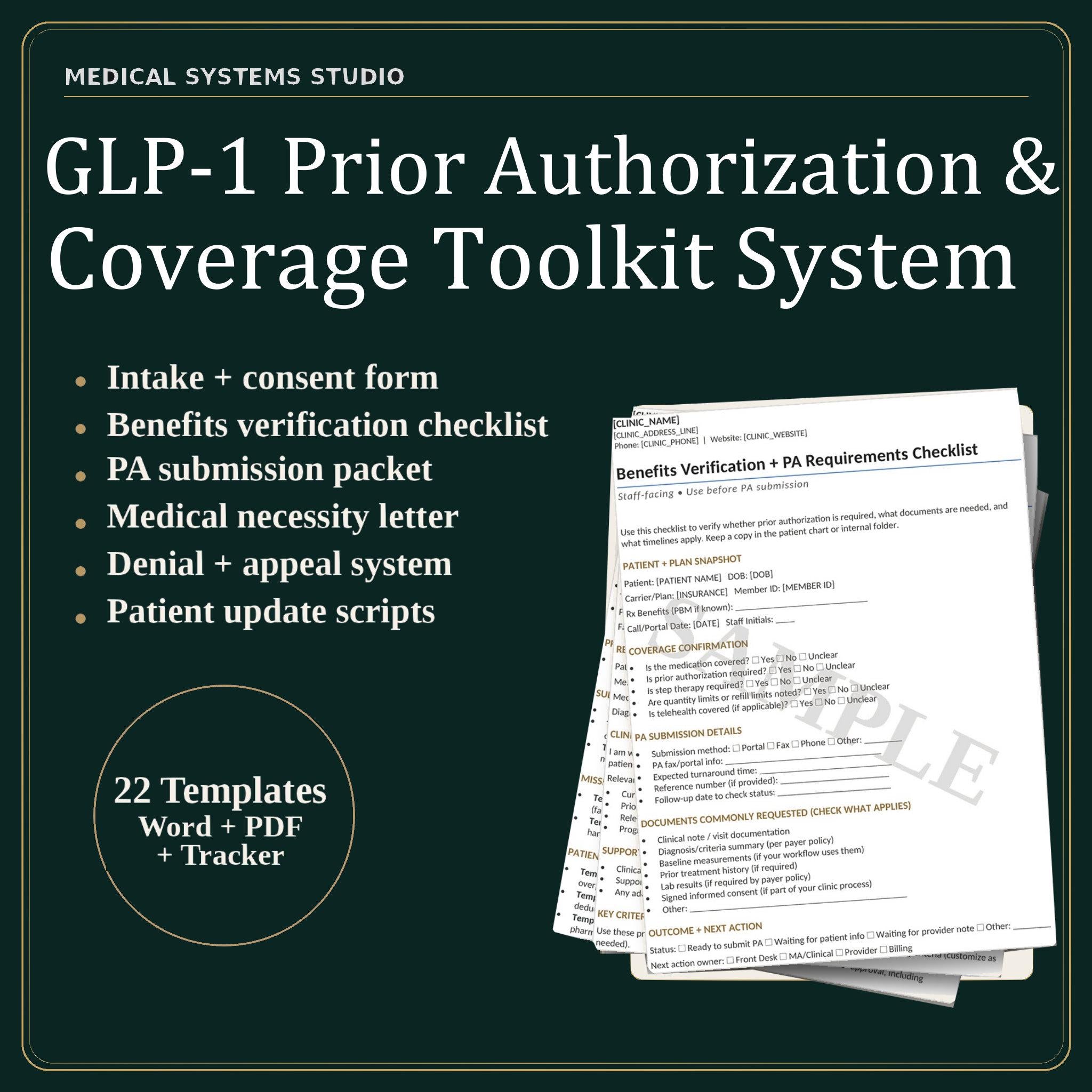 GLP-1 Prior Authorization & Insurance Coverage Toolkit | Clinic Workflow Templates