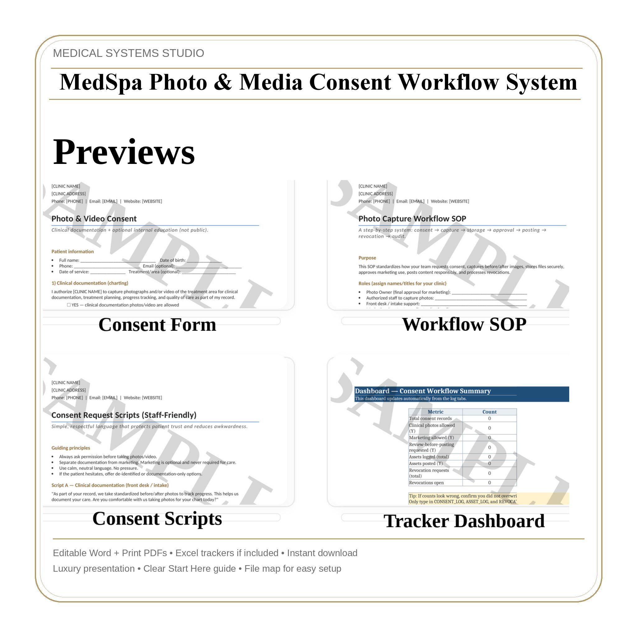 MedSpa Photo & Media Consent Form | Clinic Workflow System (Digital Download)