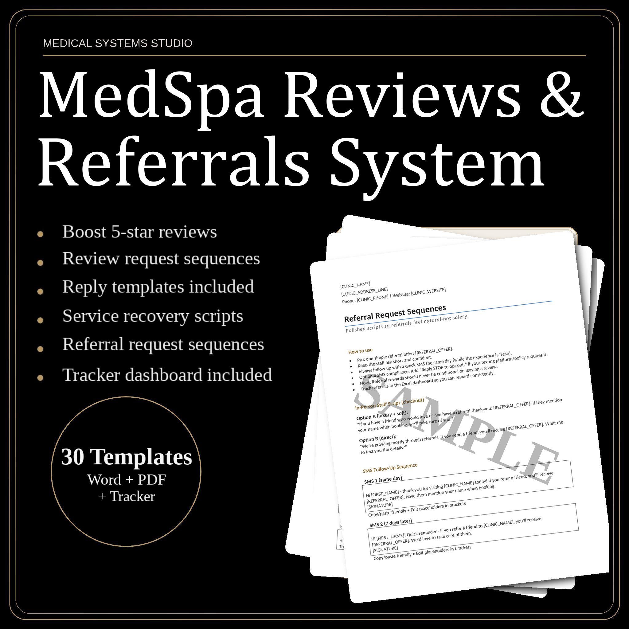 MedSpa Reviews & Referrals System | QR Code Signage, SMS Scripts (Word, PDF, Excel) (Digital Download)