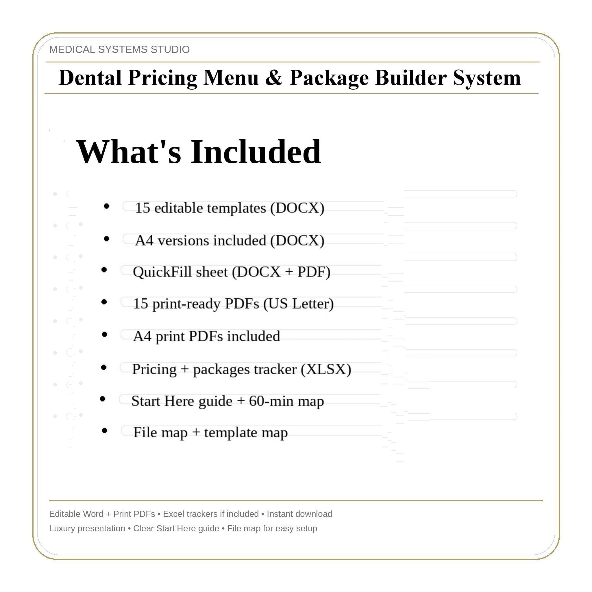Dental Pricing Menu & Package Builder | Cosmetic Implant Fee System (Digital Download)