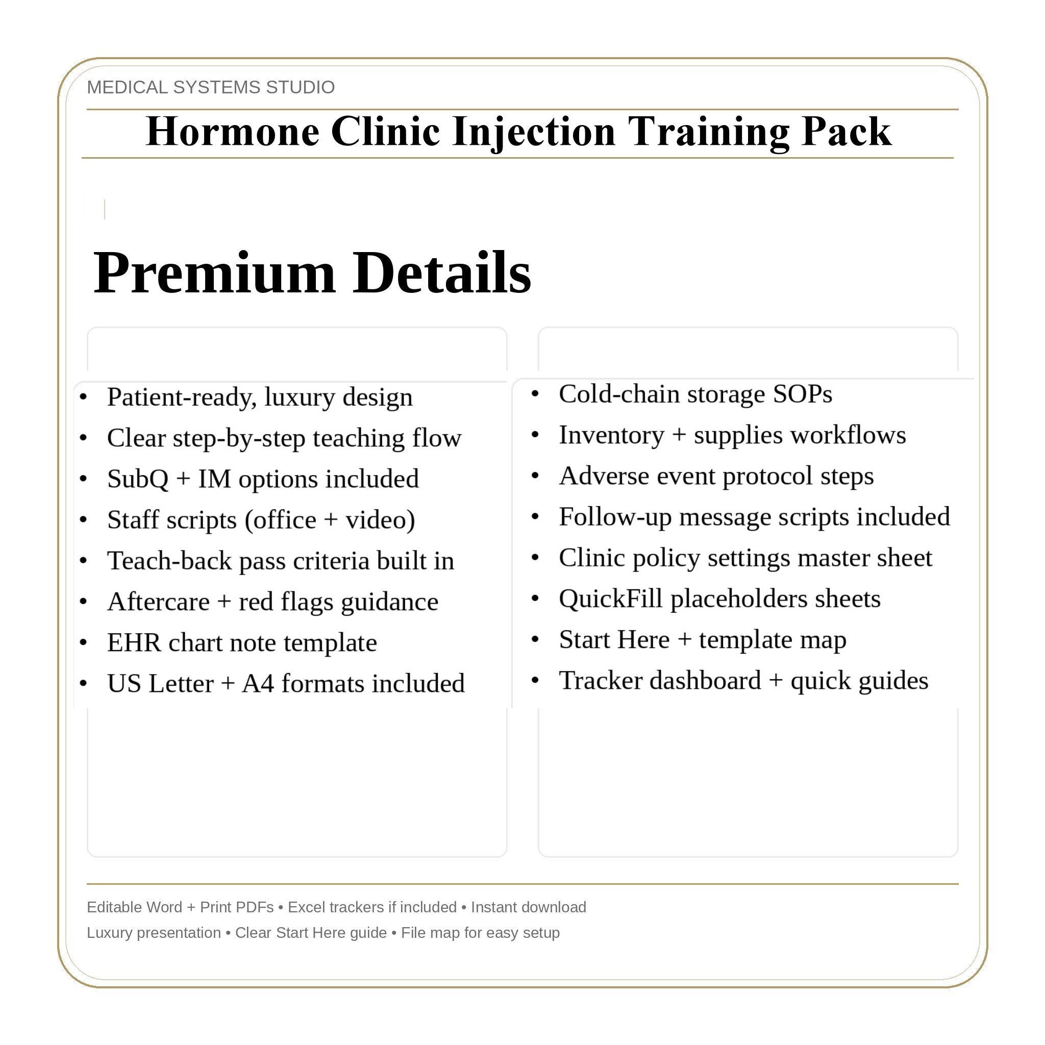 Hormone Clinic Injection Training Pack | TRT/HRT/BHRT | SOP, Competency, Storage/Supplies (Digital Download)
