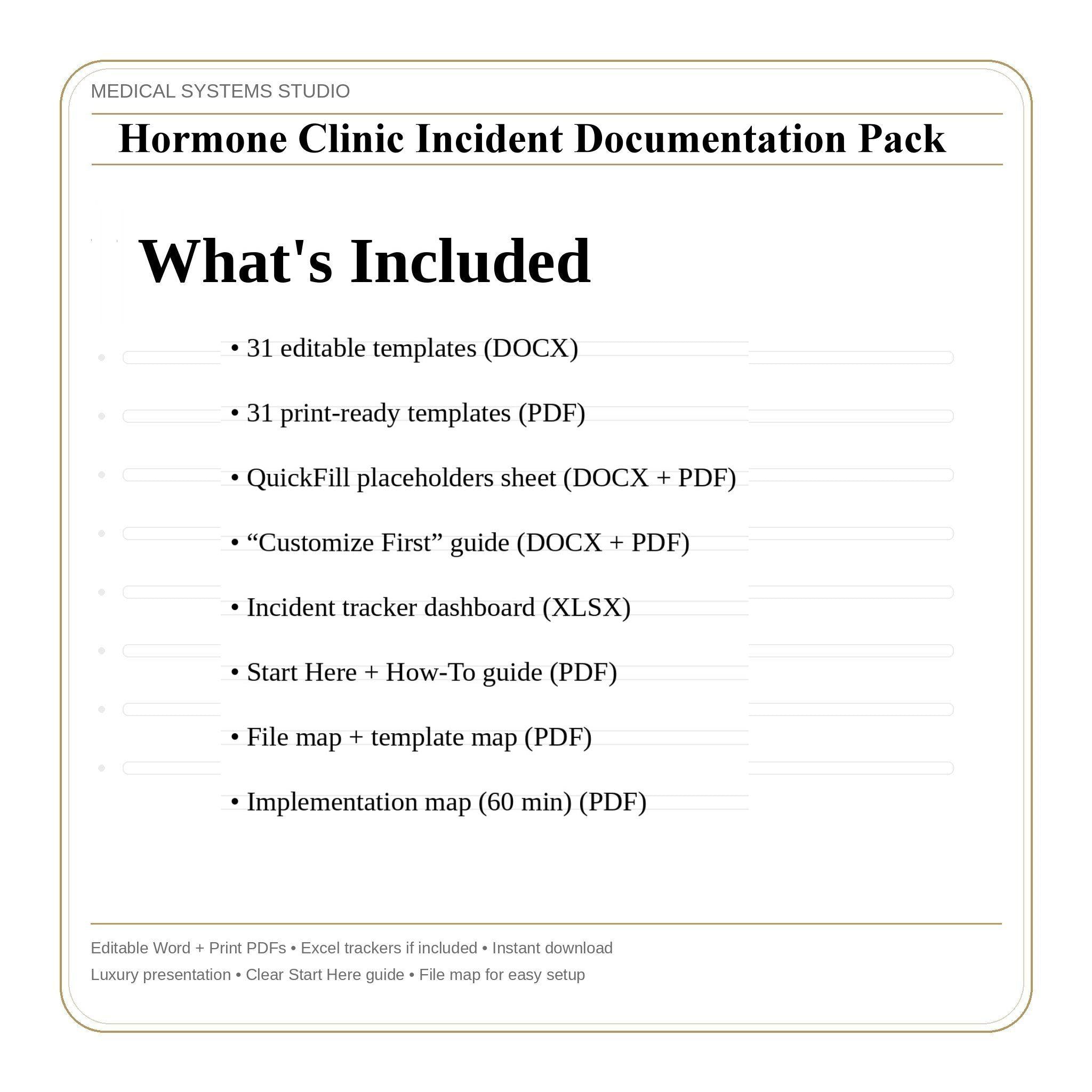 Hormone Clinic Incident Documentation Pack | TRT/HRT/BHRT Forms + Scripts (Digital Download)