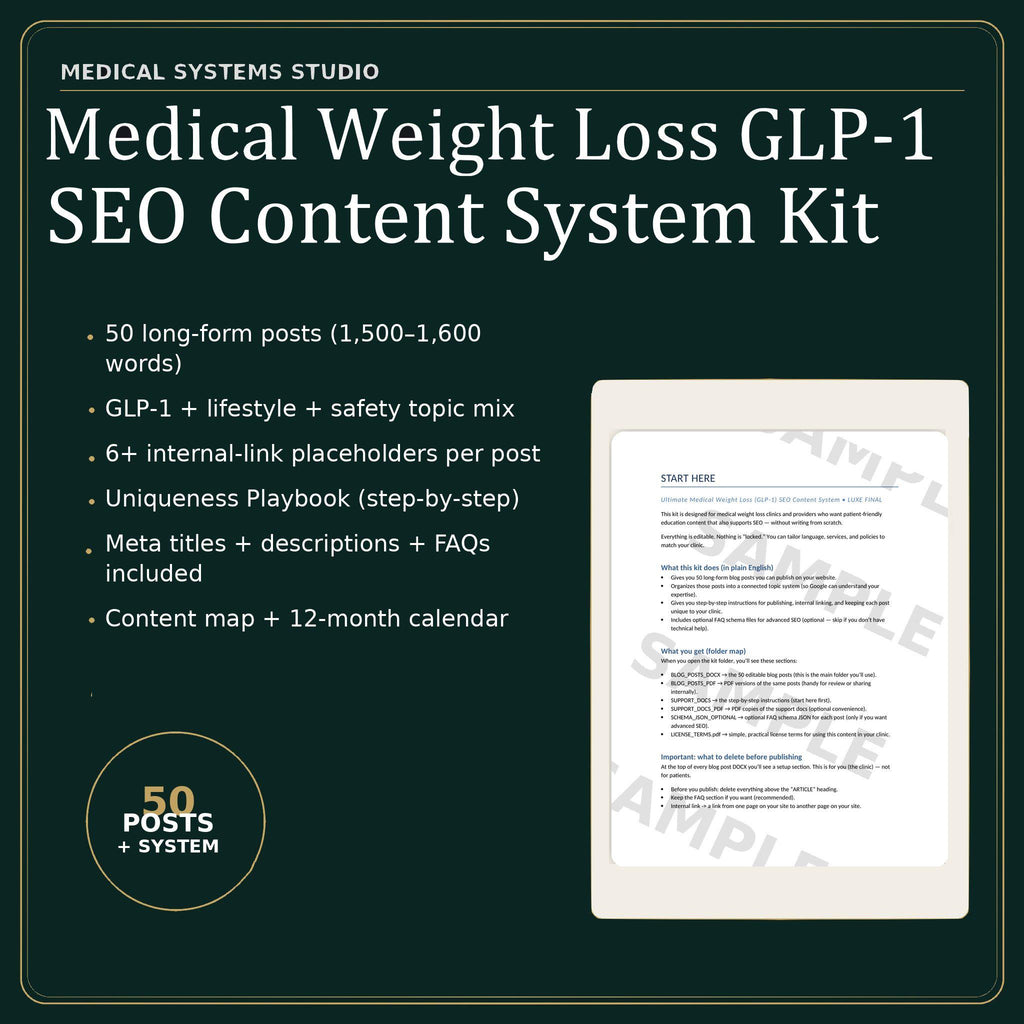 GLP-1 Medical Weight Loss Blog Kit • 50 GLP-1 SEO Posts (Digital Download)