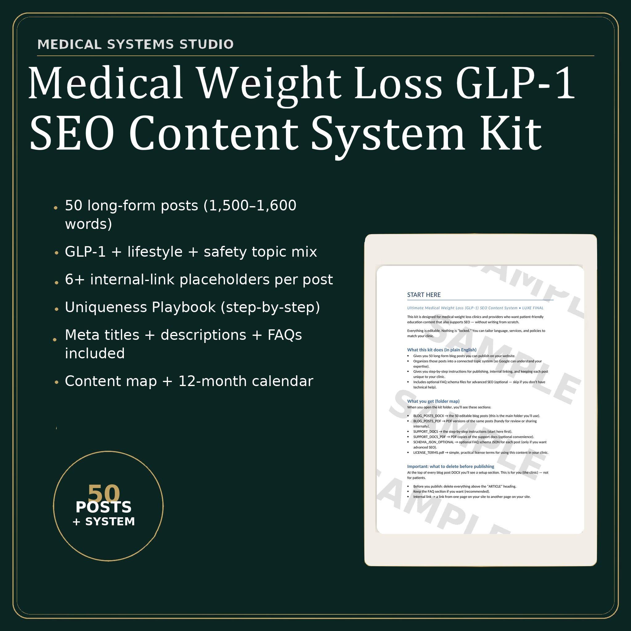 GLP-1 Medical Weight Loss Blog Kit • 50 GLP-1 SEO Posts (Digital Download)