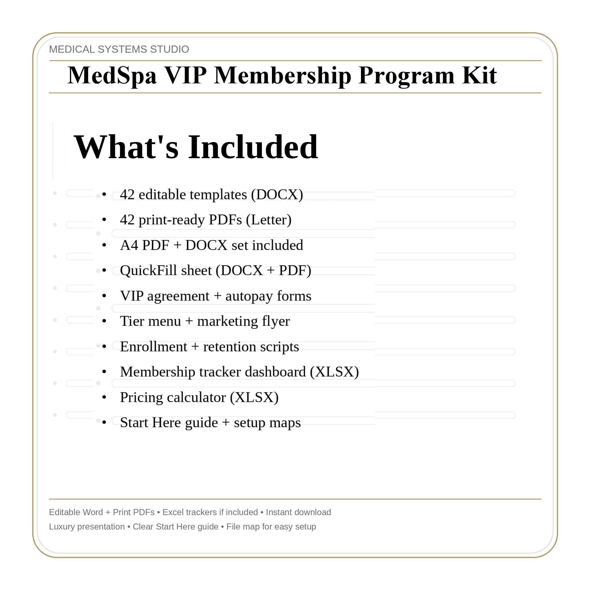 MedSpa VIP Membership Program Kit | Clinic SOP Templates (Word, PDF, xlsx)