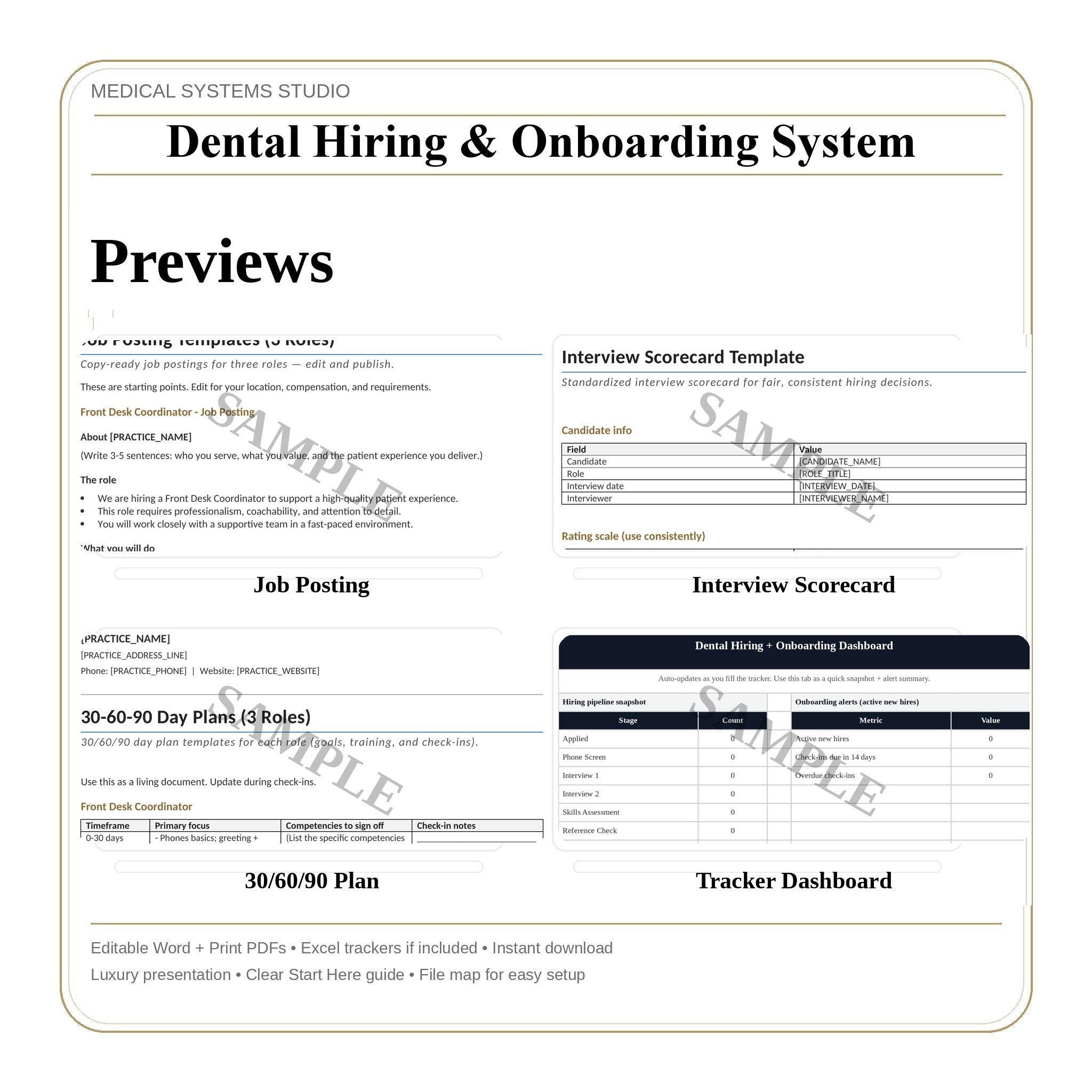 Dental Hiring & Onboarding System | Interview Scorecards + Tracker (Digital Download)