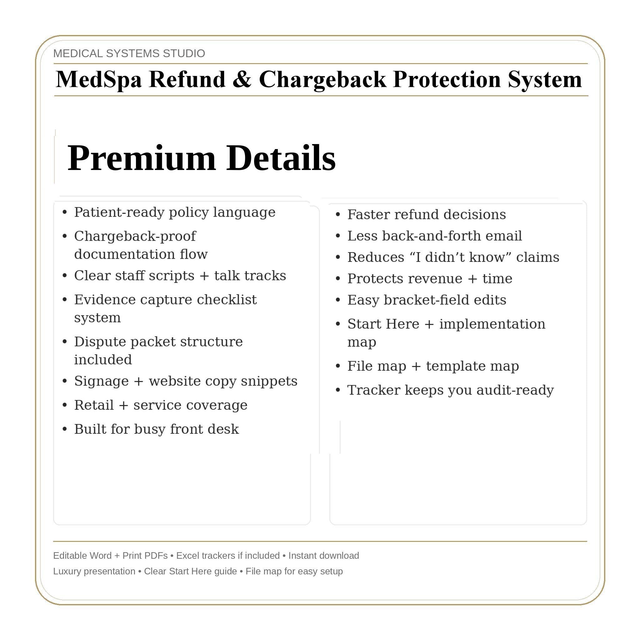MedSpa Refund & Chargeback Protection System | Clinic Policy Templates