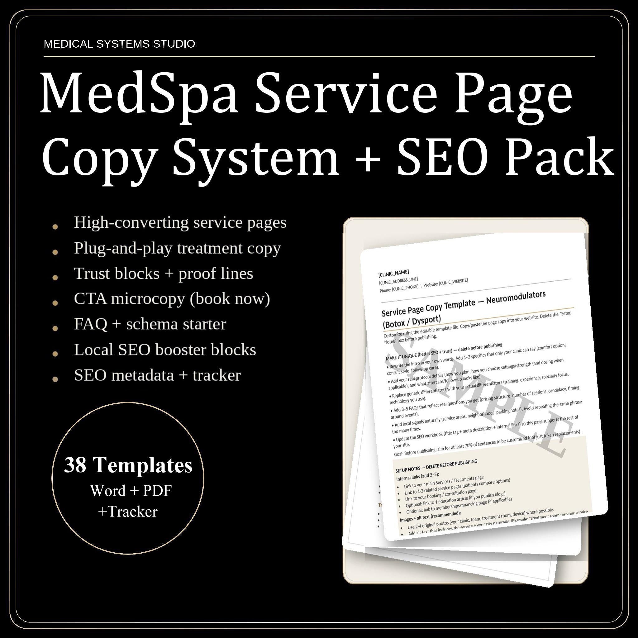 MedSpa Service Page Copy System | SEO & Treatment Templates (Digital Download)