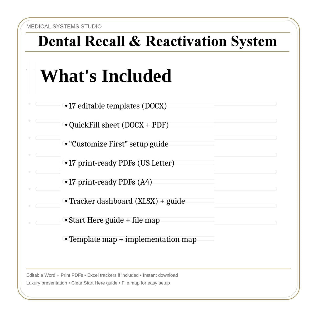 Dental Recall & Reactivation System | Patient Communication Templates (Digital Download)