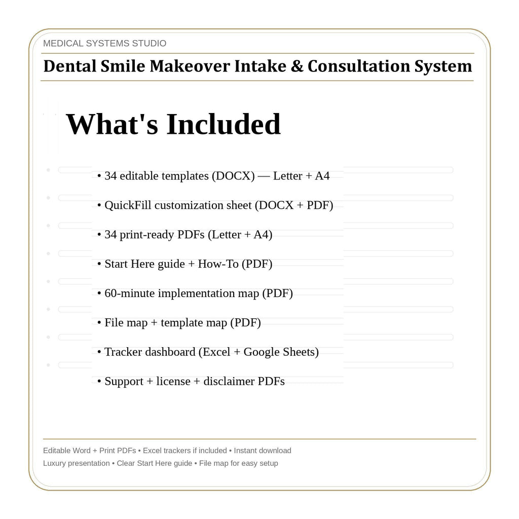Dental Smile Makeover Consultation System | Scripts, Photo Guide & Tracker